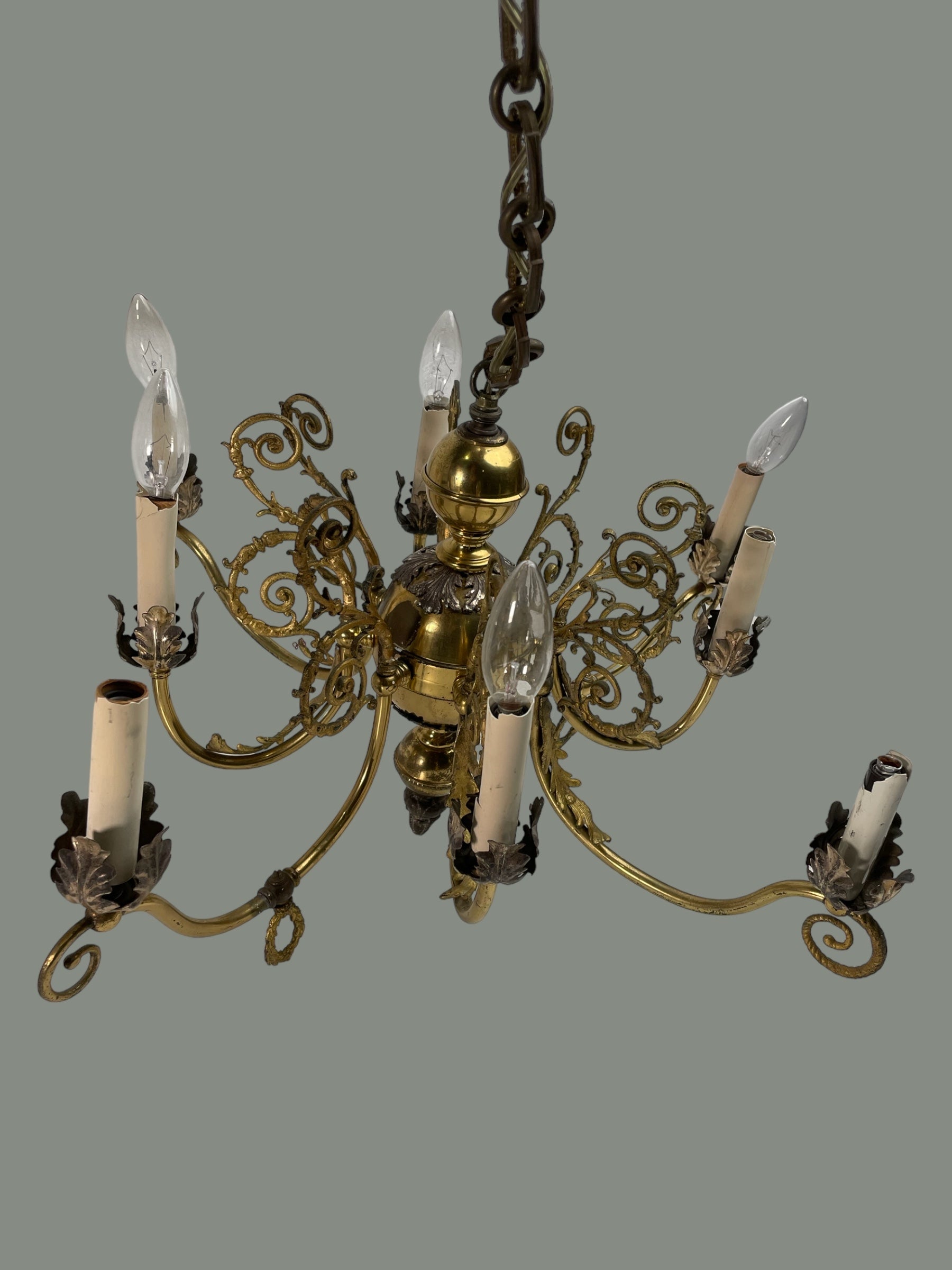 5-Arm Antique Brass Chandelier