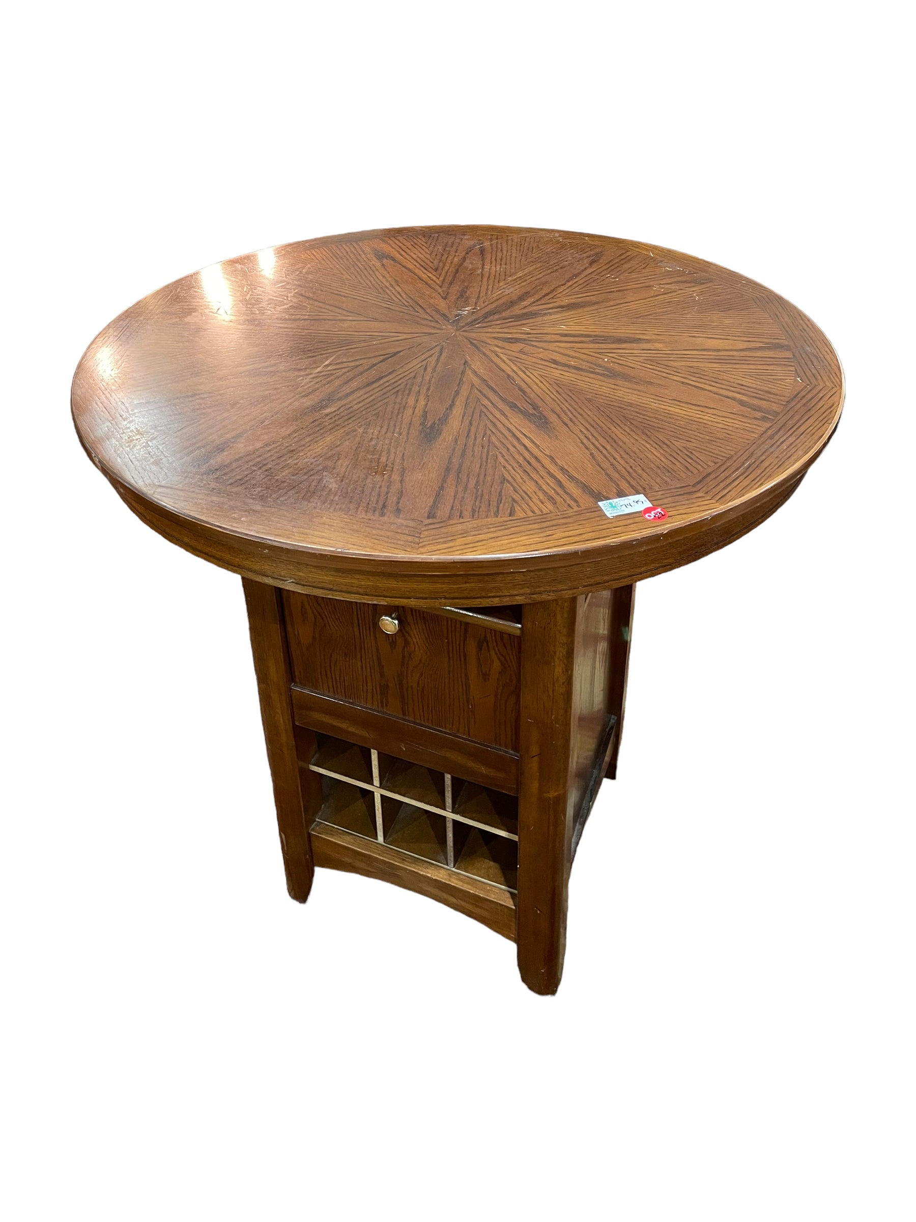 Round Bar Table with Wine Rack & Glass Hanger