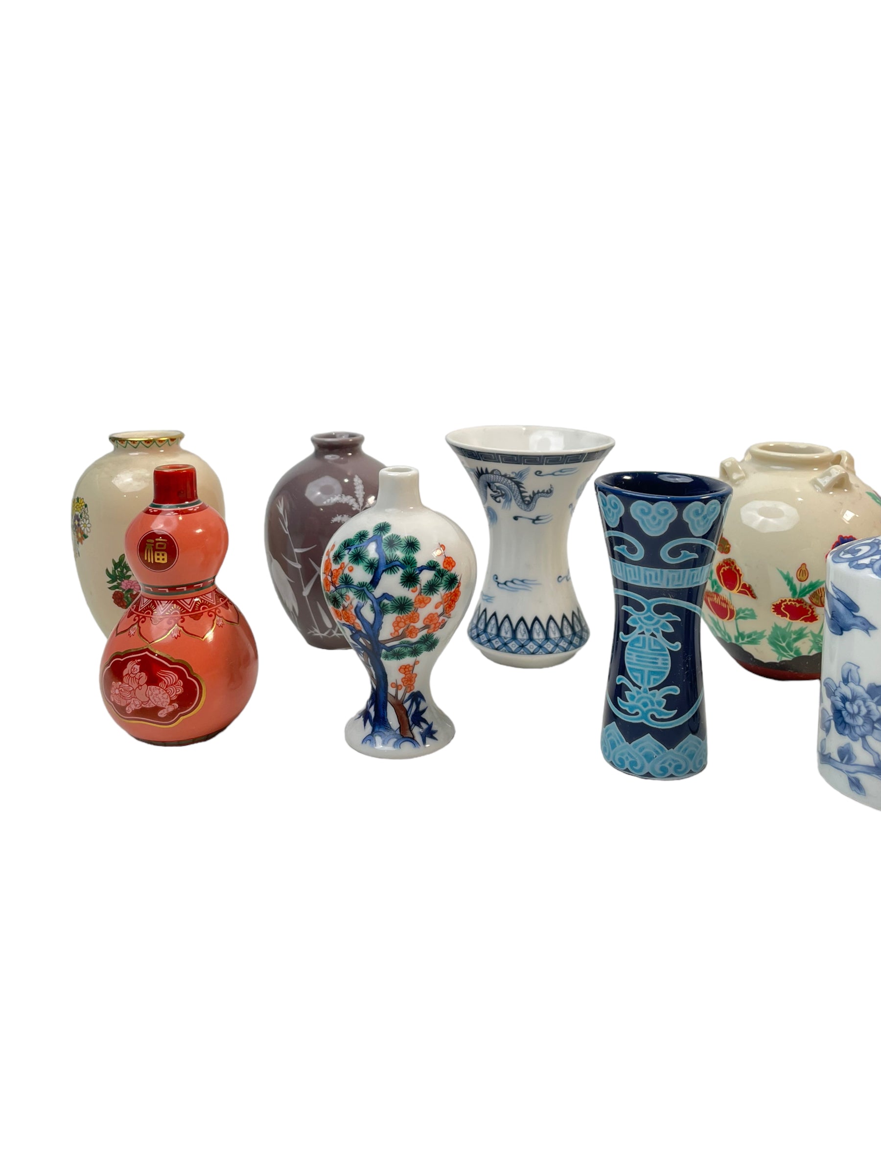 Set of 11 Vintage Japanese 1980 Franklin Porcelain Miniature Vases