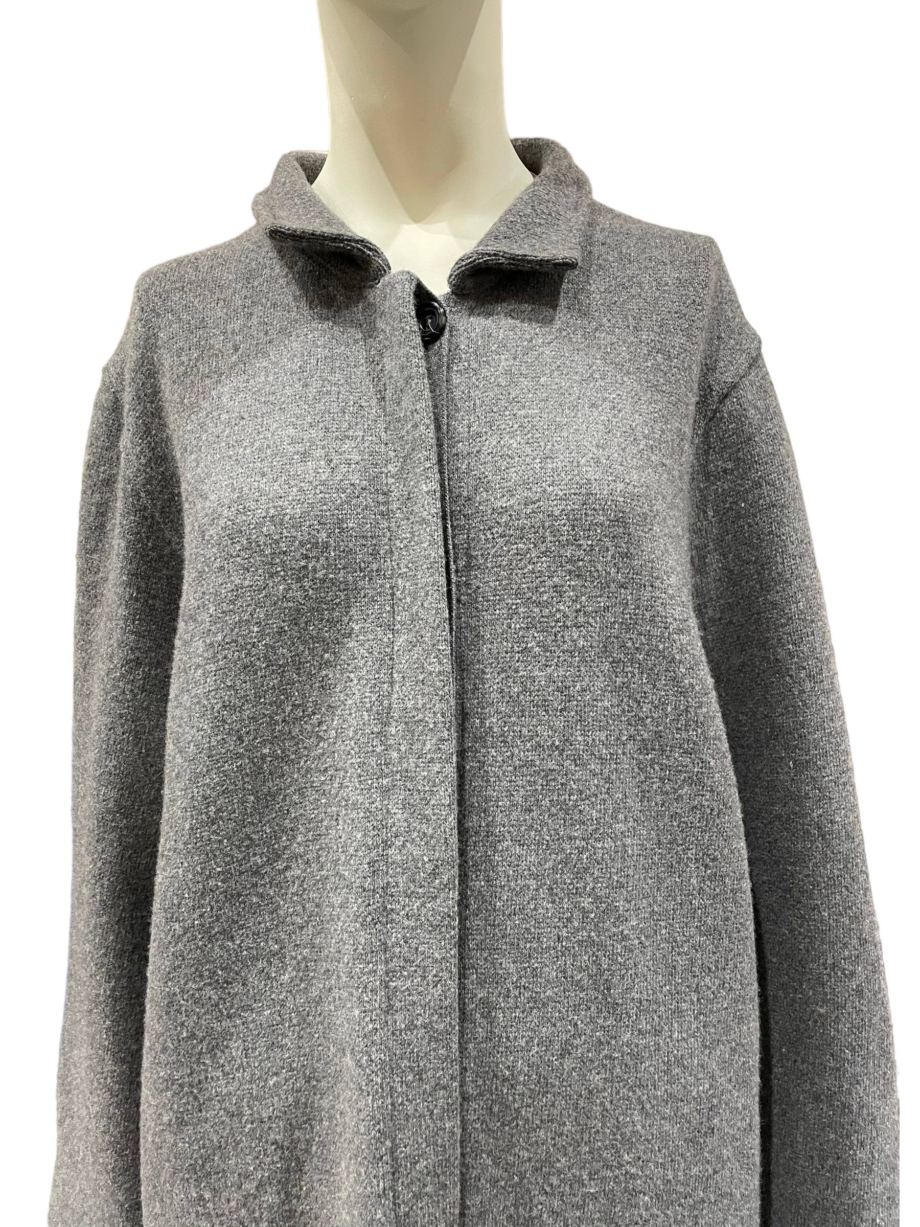 Morgano Made in Italy Grey Wool Long Coat - Size Large