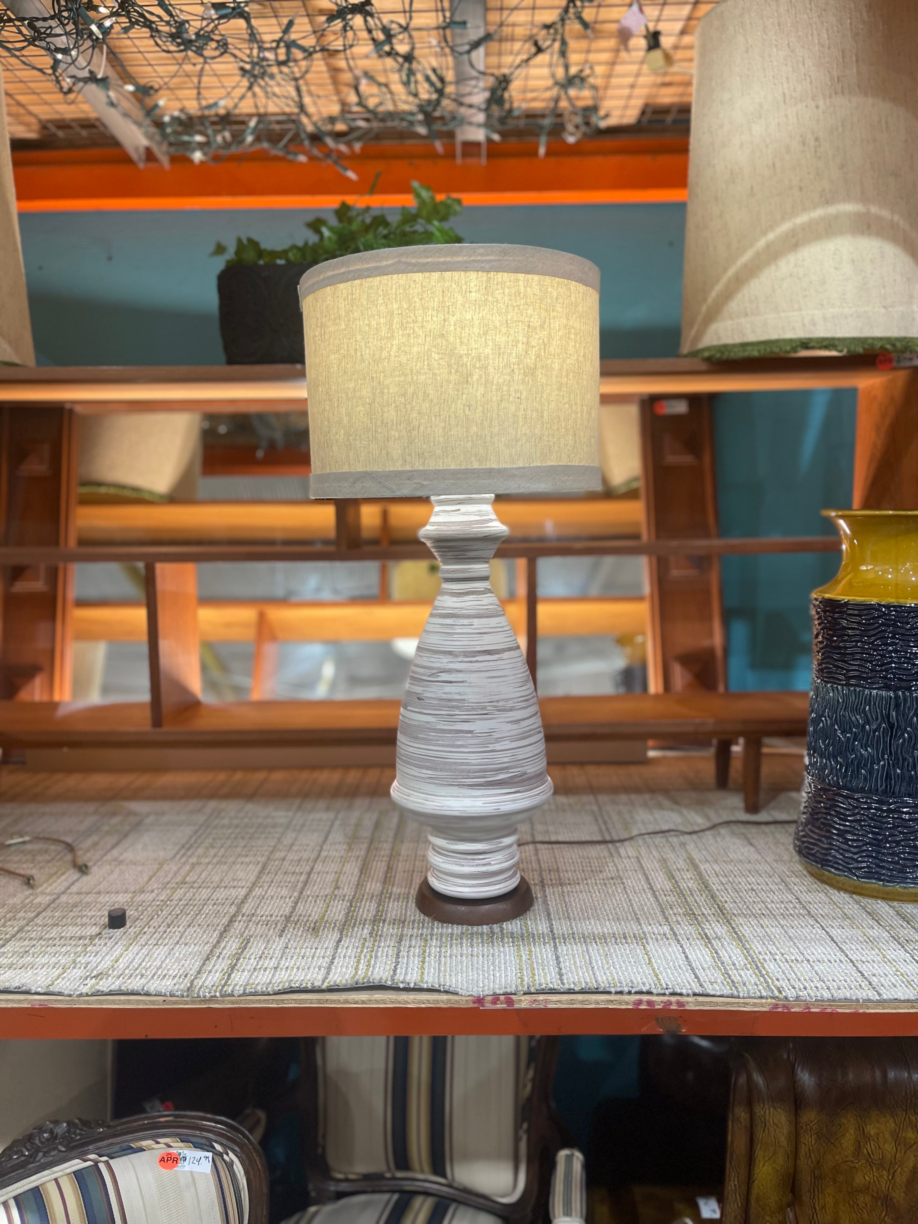 Lovely tall ceramic mid century table lamp
