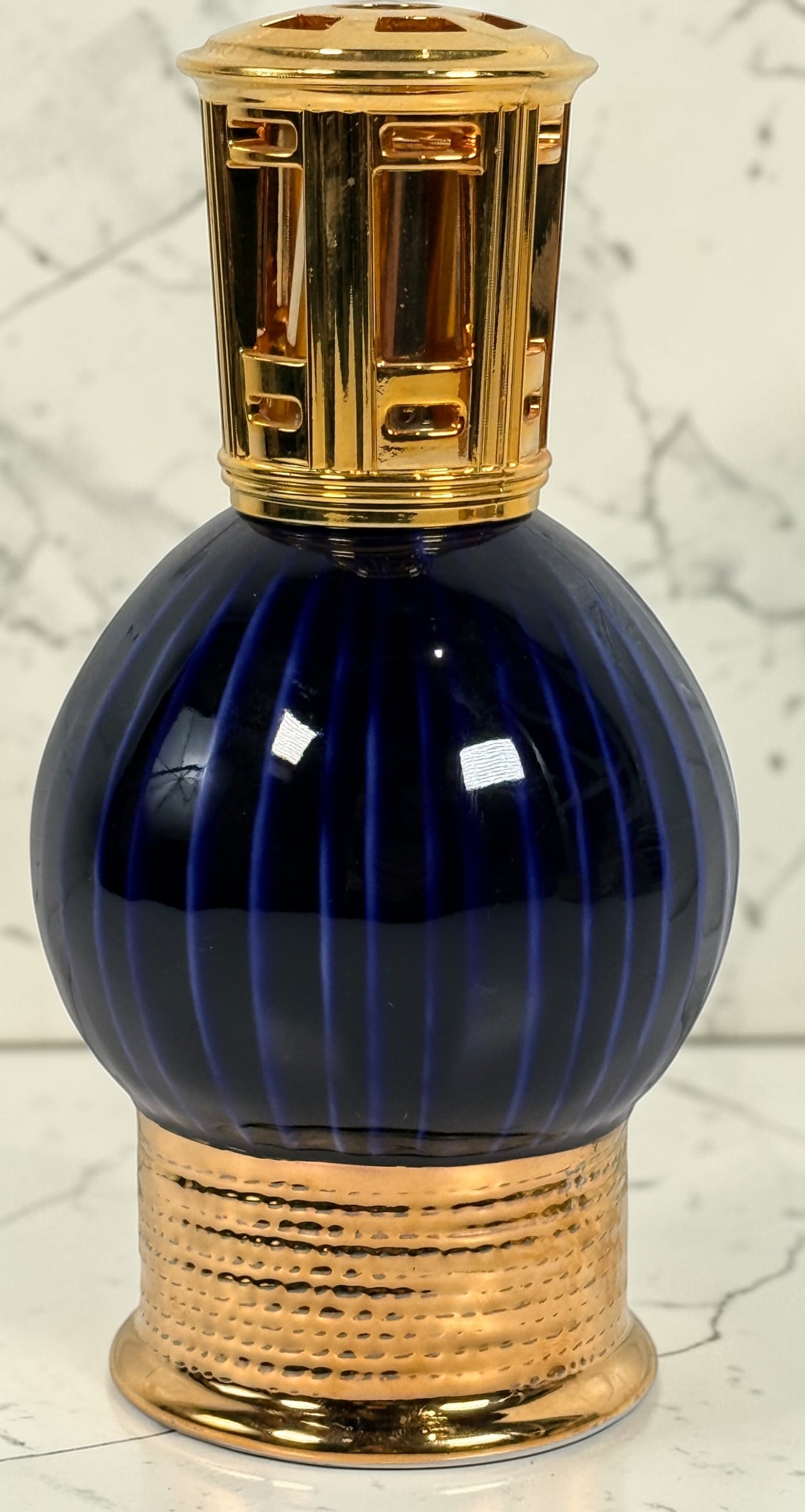 Vintage Lampe Berger, Artoria Limoges, Blue Glass Lamp. – Éco