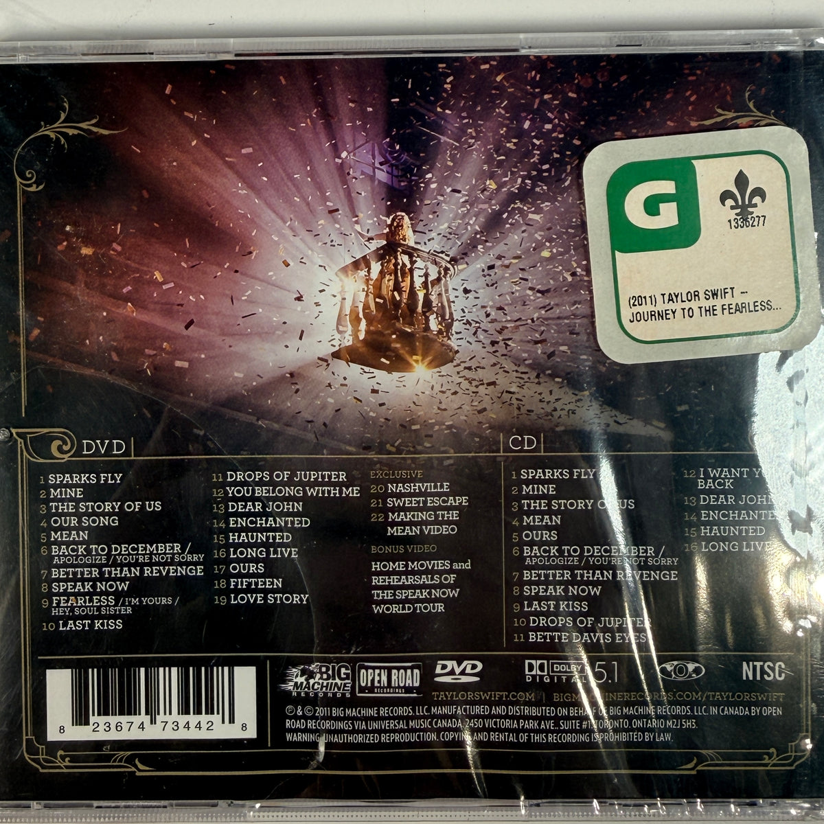 2011 Taylor Swift Speak Now World Tour Live CD DVD Complete. Shrink Wr ...