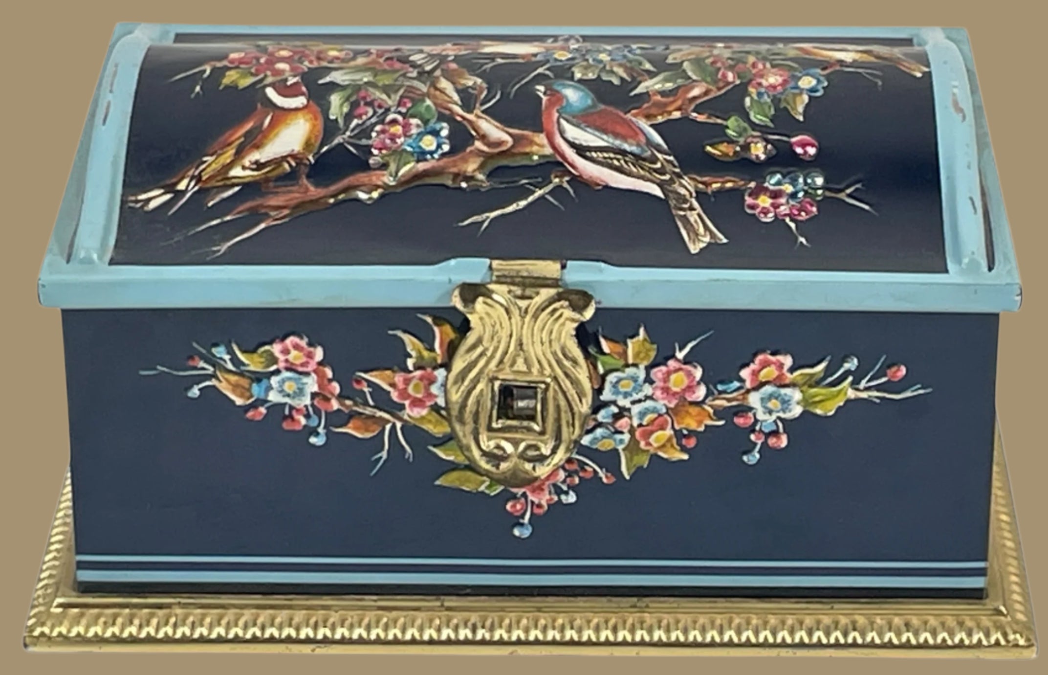 Vintage Linette Enamel Jewelry Box – Birds & Blossoms – West Germany