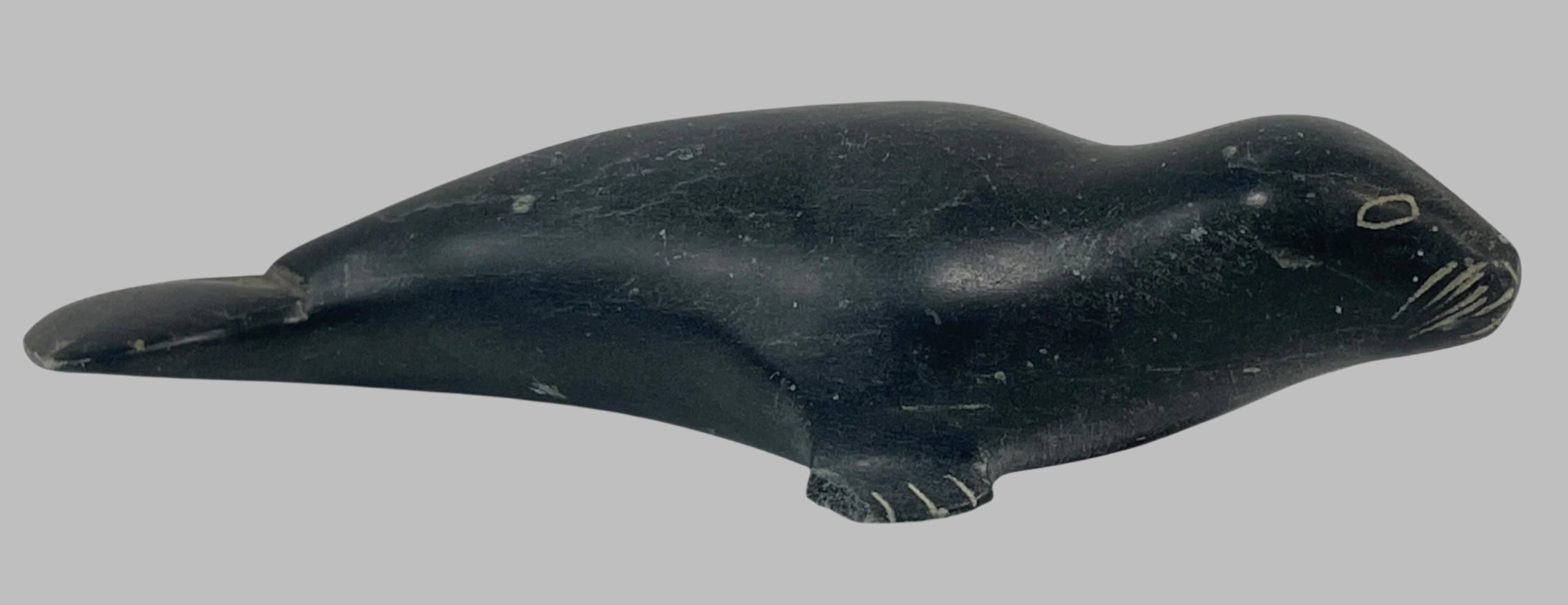 Hand-Carved Inuit Soapstone Beluga Whale – Signed by Bobby Tarkirk
