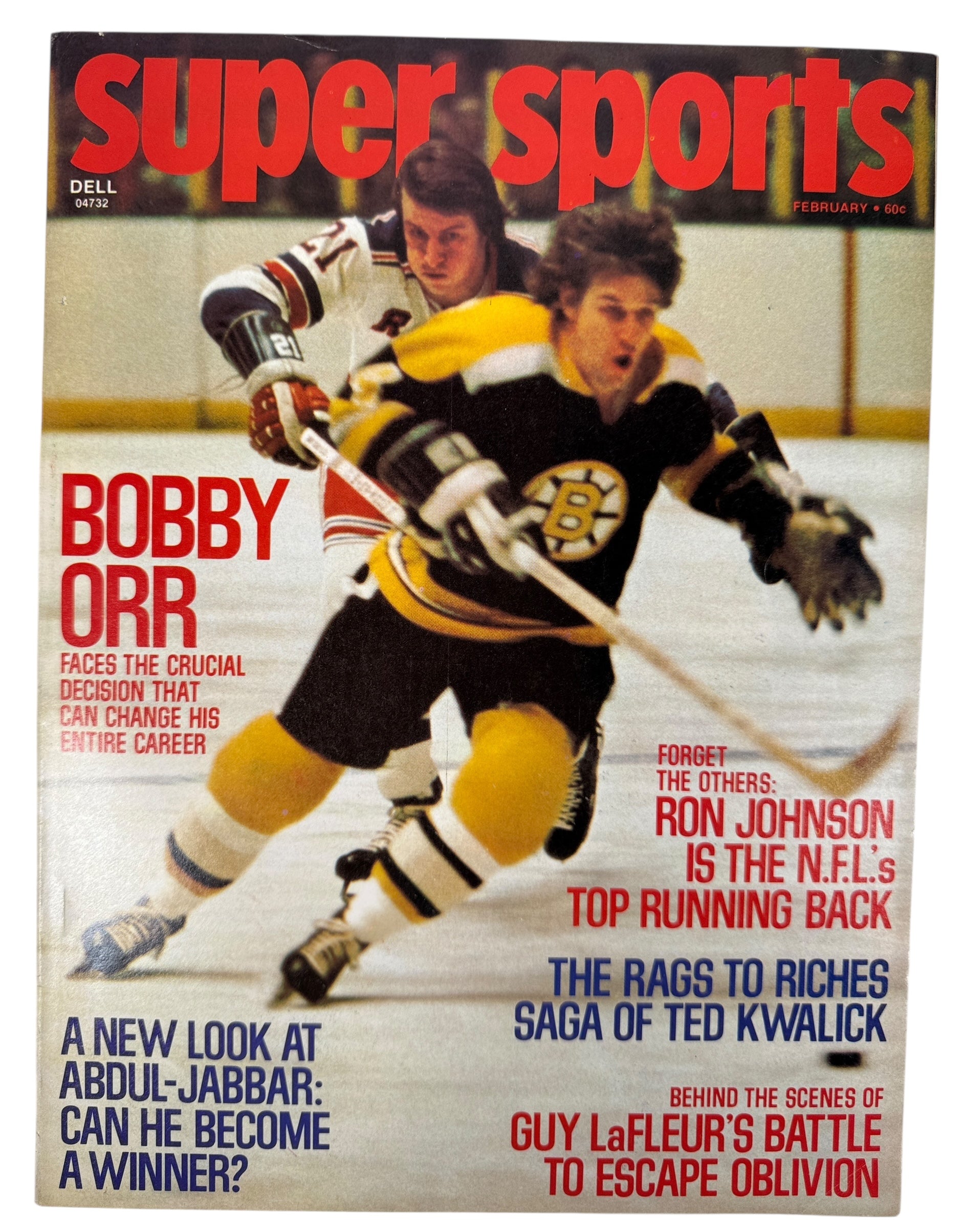 Vintage magazine cover featuring a hockey player on the cover with text about sports figures.