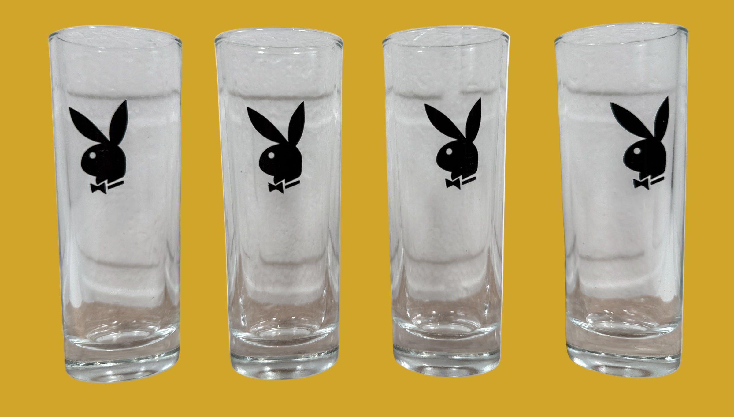 Verres à liqueur Playboy vintage – Lot de 4 pièces de collection