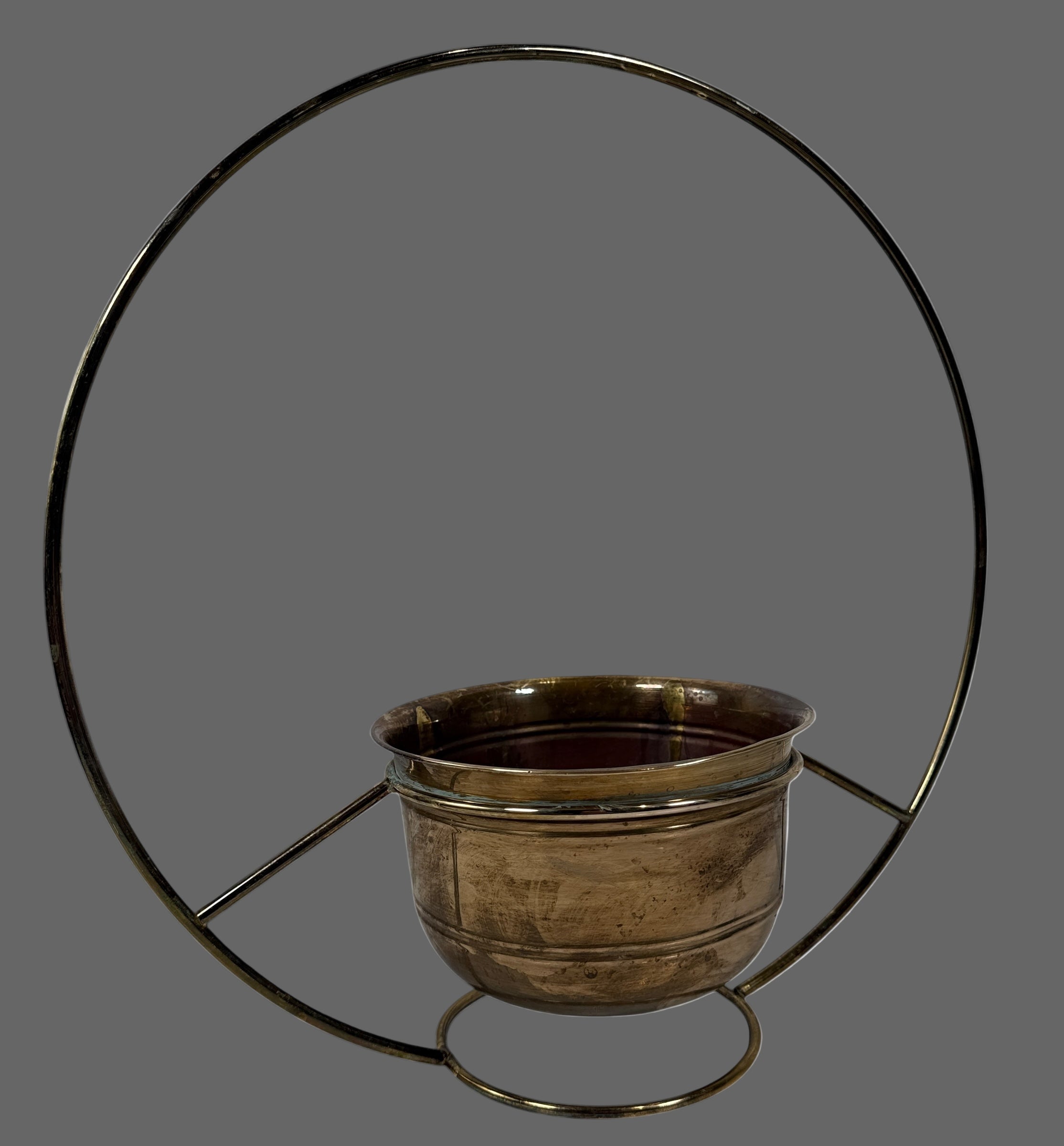 Vintage Mid-Century Brass Ring Planter – Made in India