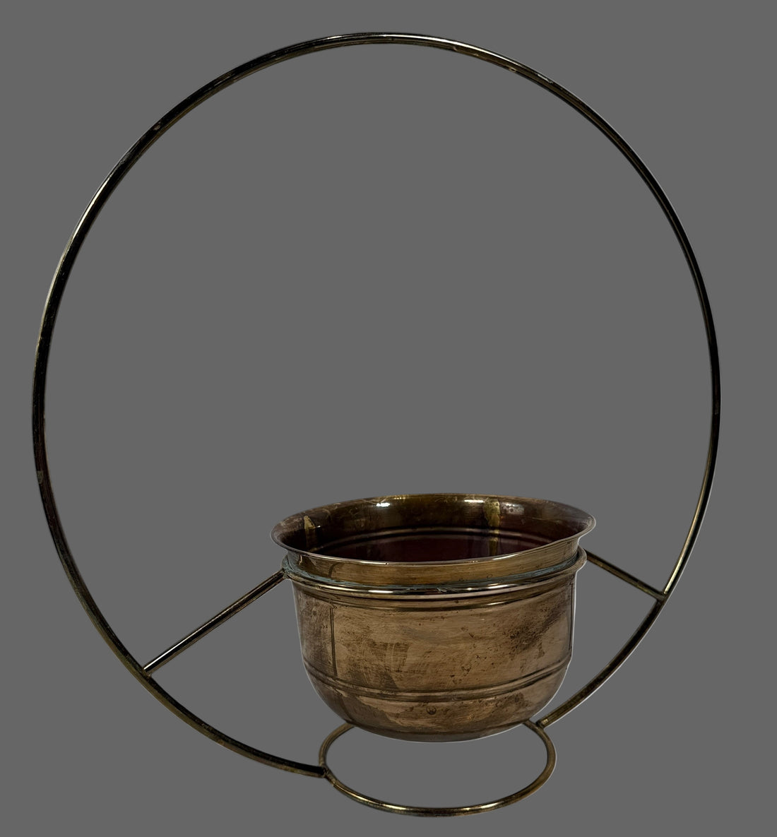 Vintage Mid-Century Brass Ring Planter – Made in India