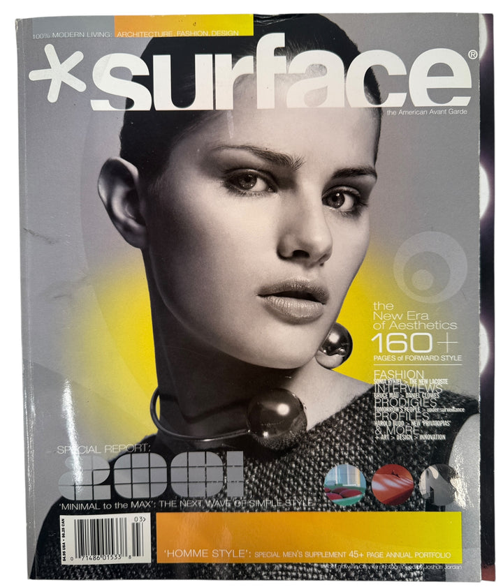 Magazine cover with a woman's face and 'surface' branding