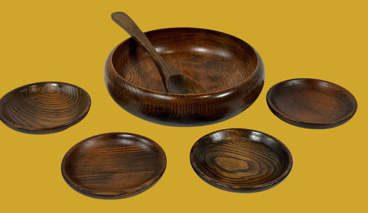 Vintage Wooden Peanut Serving Set – Made in Taiwan (Republic of China) – 1970s MCM Bar Snack Server