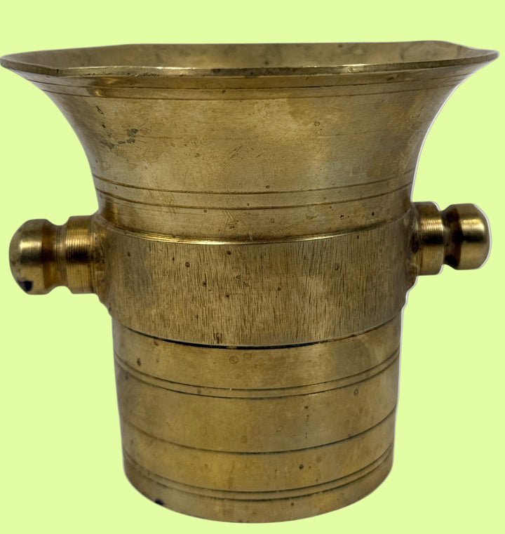 Vintage Solid Brass Apothecary Mortar – Turned Design, Early 20th Century