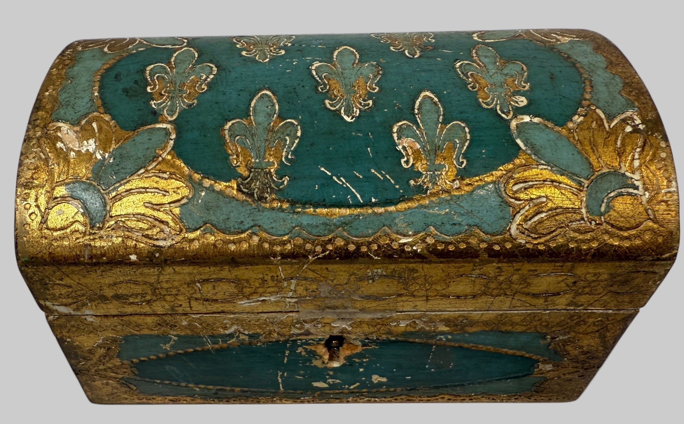 Vintage Florentine Gilt Wood Jewelry Box – “Le Lampade” Firenze – Original Key