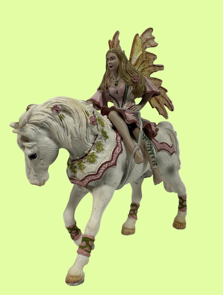 Schleich Bayala fairy on horse figurine (2006) – retired fantasy collectible, hand-painted PVC from Germany/China – Eco Depot Vintage Montreal.