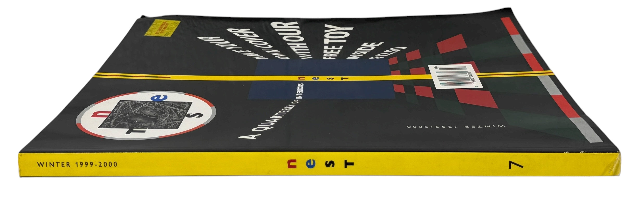 Collectible Nest Magazine Issue #7 (Winter 1999–2000). Bold interiors quarterly edited by Joseph Holtzman. Rare “Free Toy” concept cover.