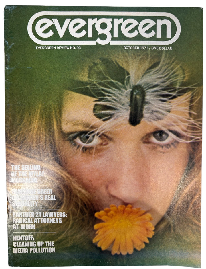 Evergreen Review No. 93 (Oct 1971) with Germaine Greer interview and My Lai feature. Vintage Grove Press issue in good condition, key 1970s feminist collectible.