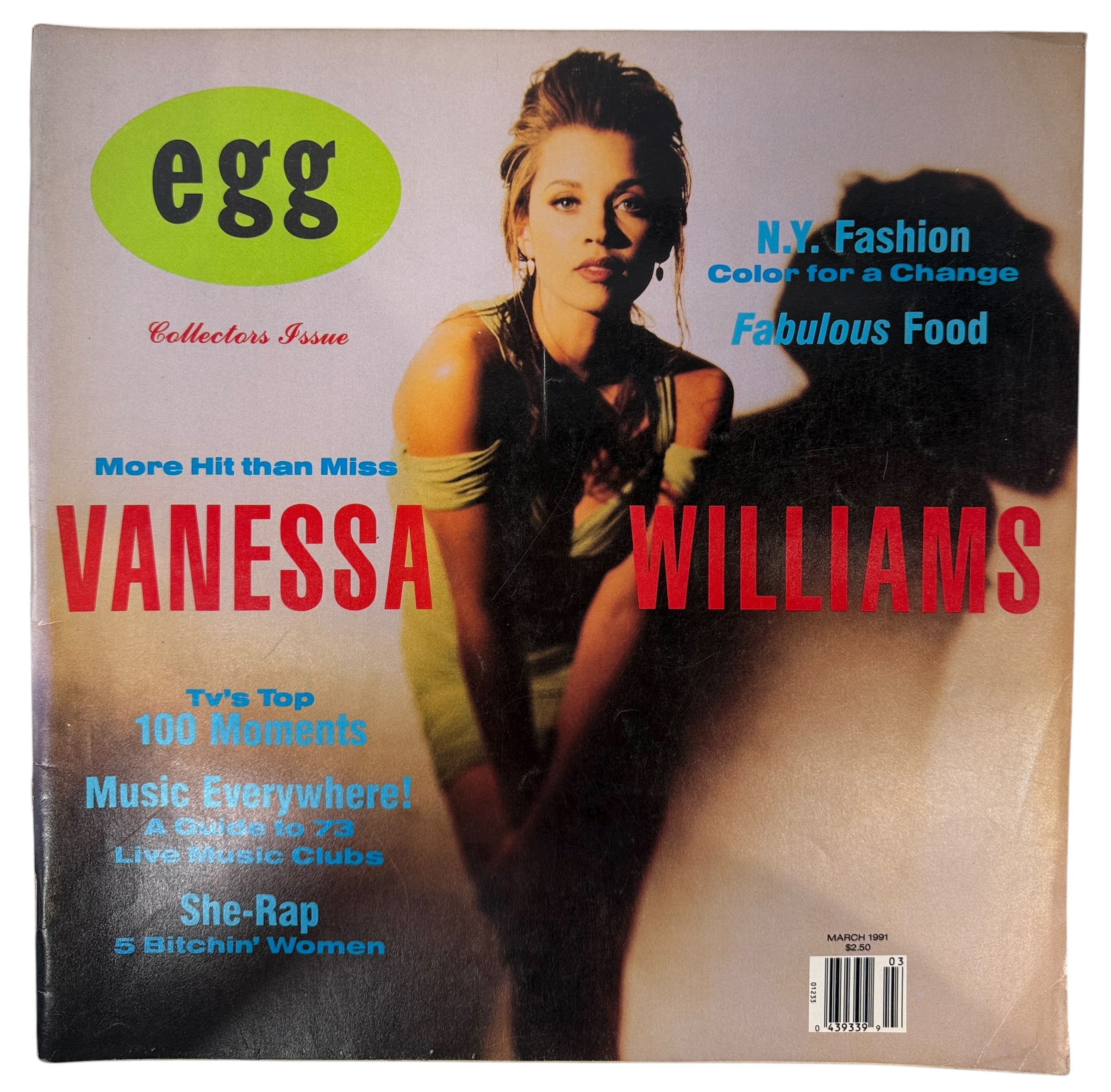 Egg Magazine March 1991 with Vanessa Williams cover. Rare collectors issue featuring ’90s fashion, She-Rap, and pop culture highlights.