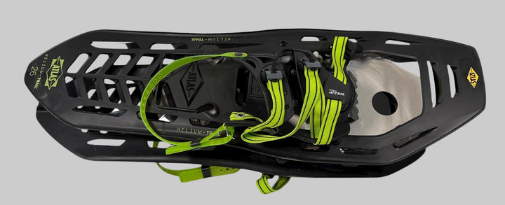 Brand new Atlas Helium Trail 26 snowshoes with tags. Lightweight, durable composite design for trail use. Eco Depot Montreal authentic gear.
