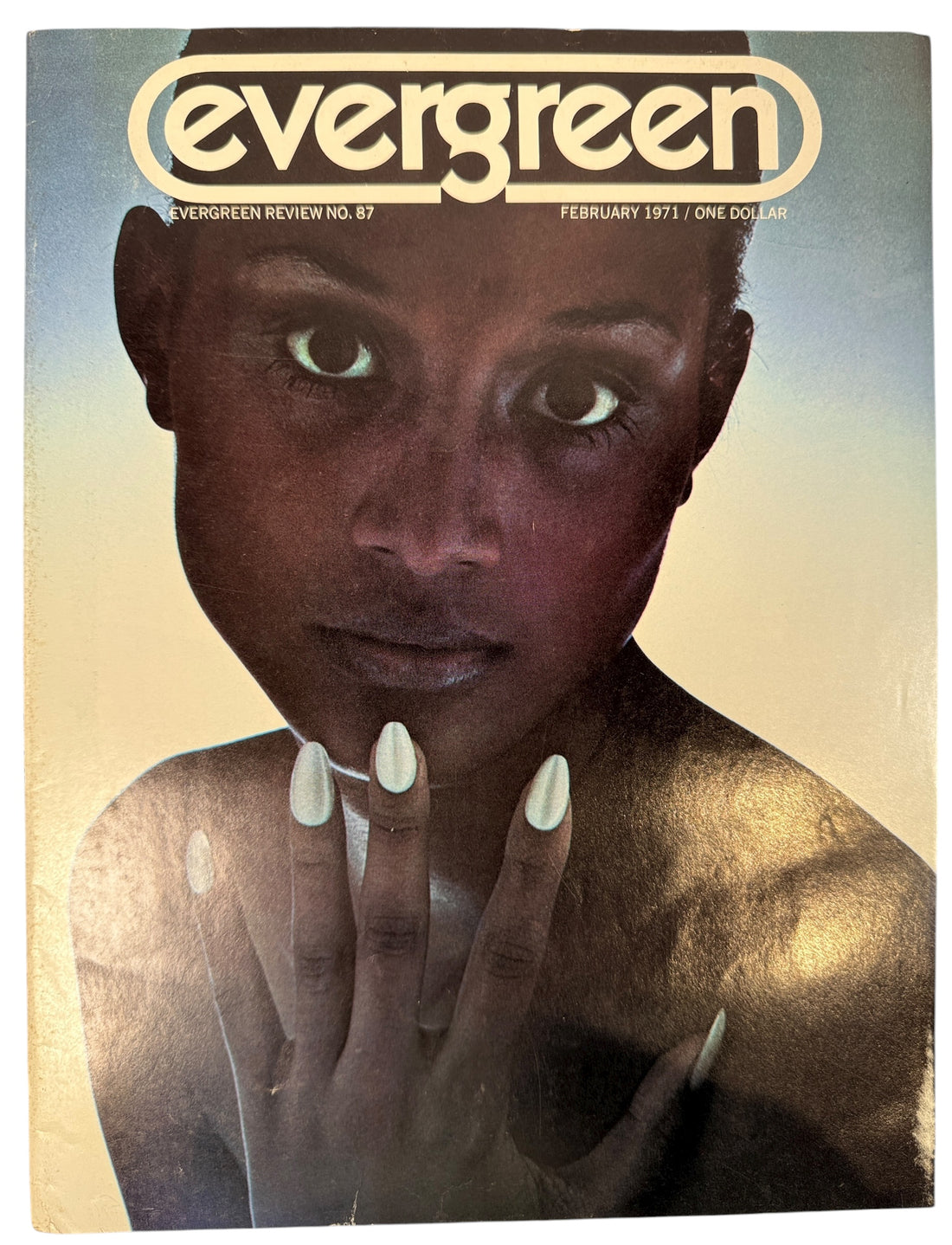Evergreen Review No. 87, Feb 1971 – Lane Pederson cover with works by Amiri Baraka, Mike Royko &amp; others. Classic avant-garde literary magazine.