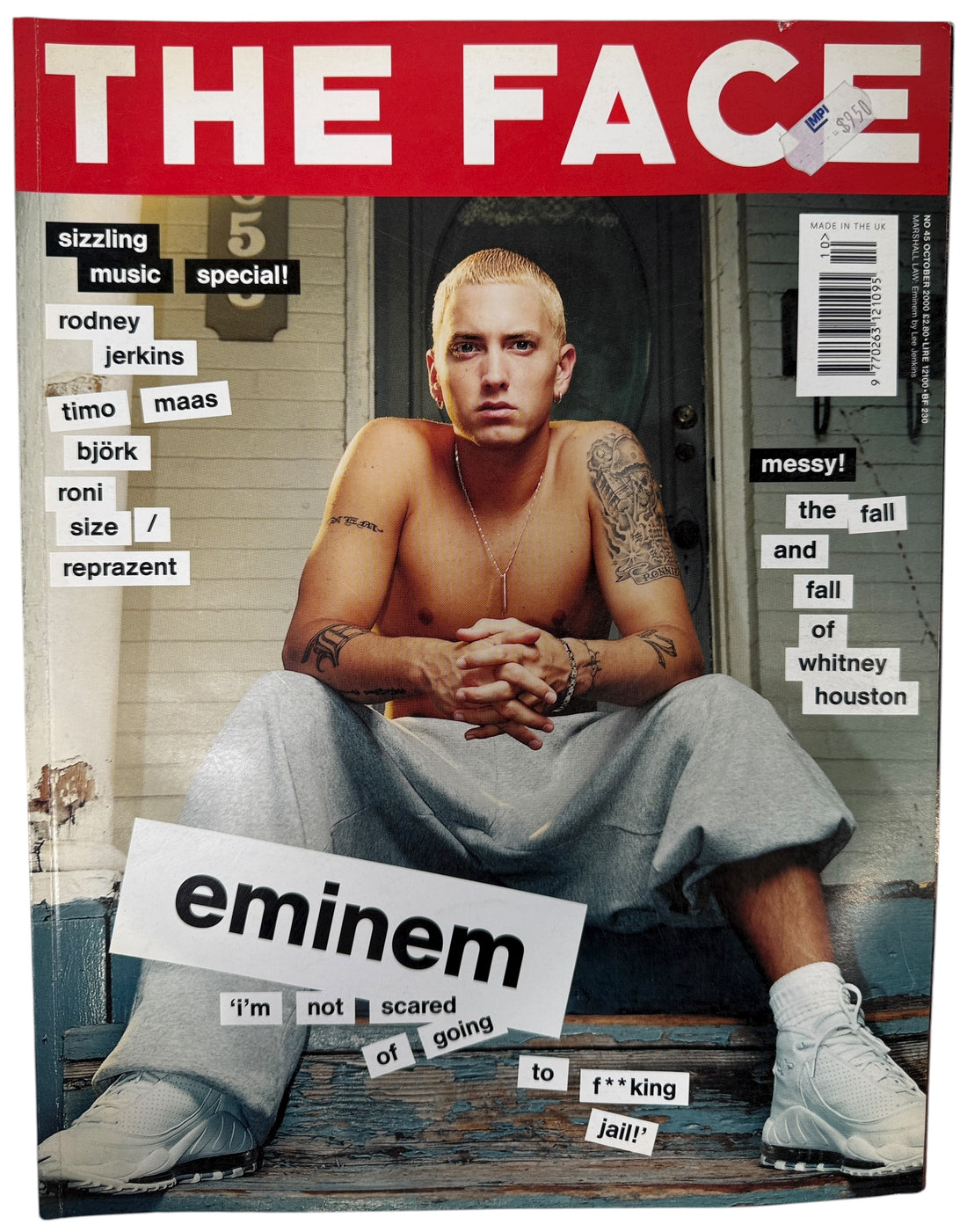 The Face Magazine October 2000 featuring Eminem. Rare UK Y2K issue with Björk and Whitney Houston features. Iconic early 2000s collectible.