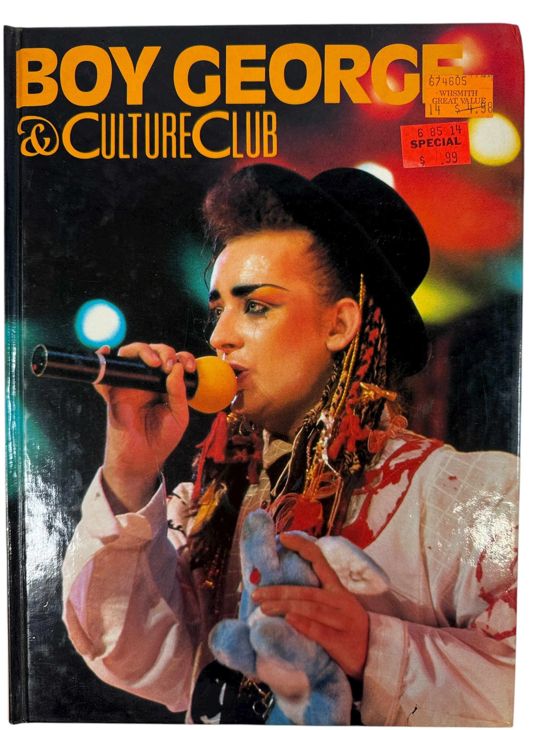 1984 Boy George &amp; Culture Club photo book with rare colour images and biography by Simon Tebbutt. Gallery Books hardcover printed in Spain. Pop icon collectible.