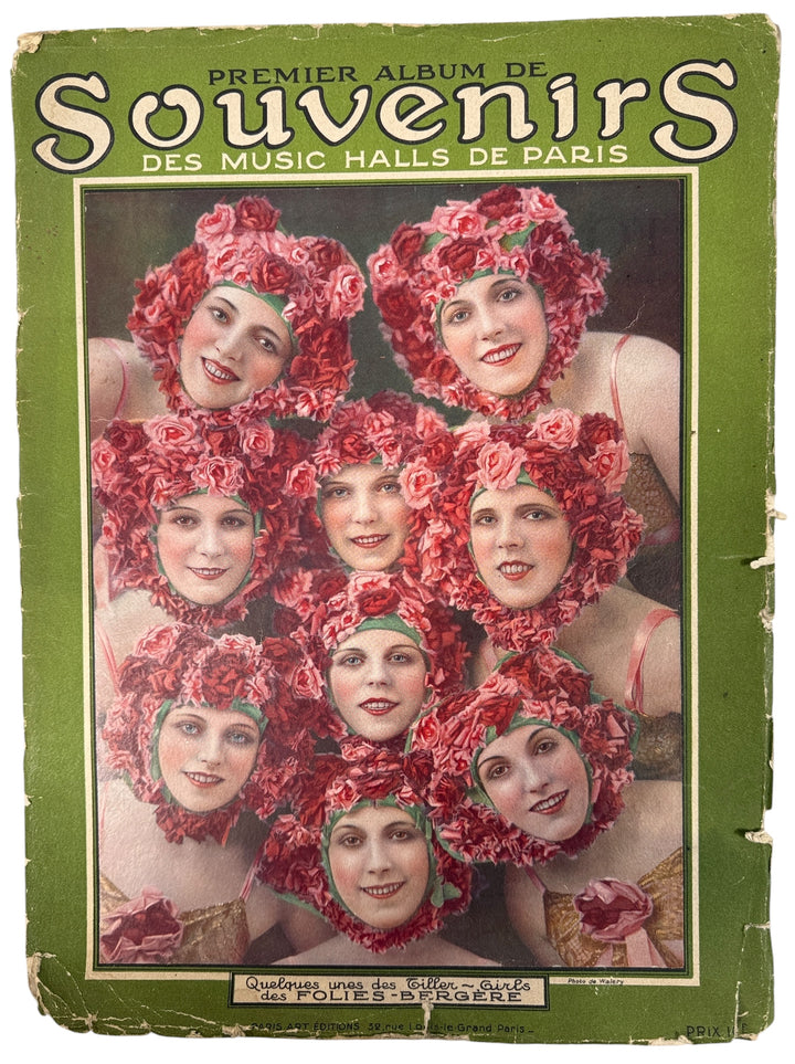 Vintage 1923 Folies-Bergère souvenir album by Paris Art Éditions. Rare Art Deco photos of Paris Music Hall dancers by Waléry.