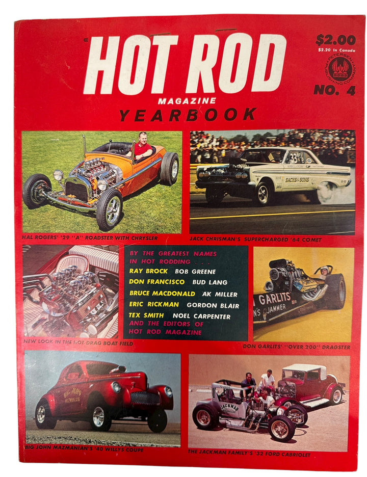 Hot Rod Magazine Yearbook No. 4 from the 1960s. Classic drag racing, hot rod builds, and vintage auto culture. Fair condition collectible. Eco Depot Montréal.