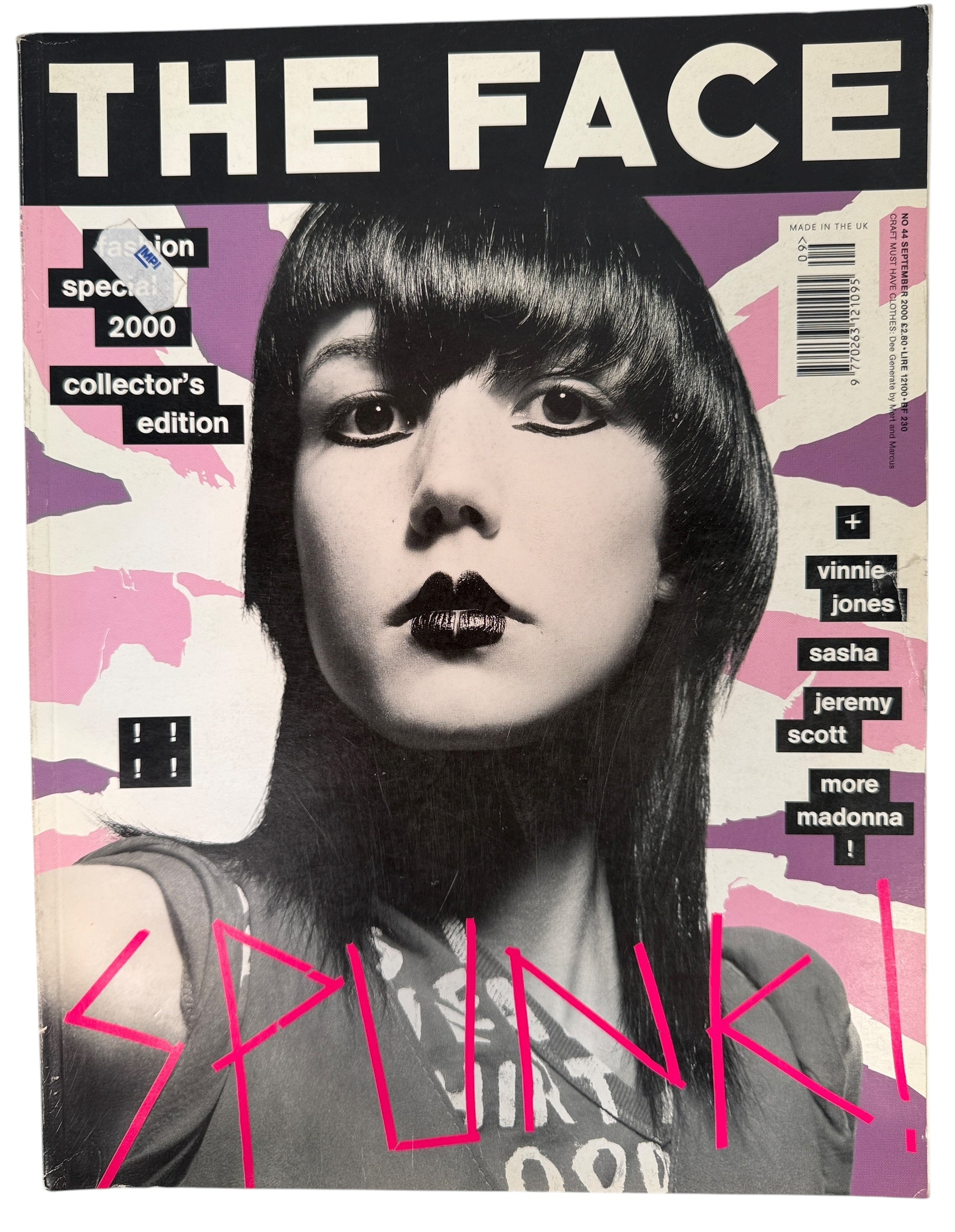 The Face September 2000 Spunk Fashion Special. Collector’s Edition UK print. Bold Y2K fashion issue. One page missing. Essential for style and magazine collectors.
