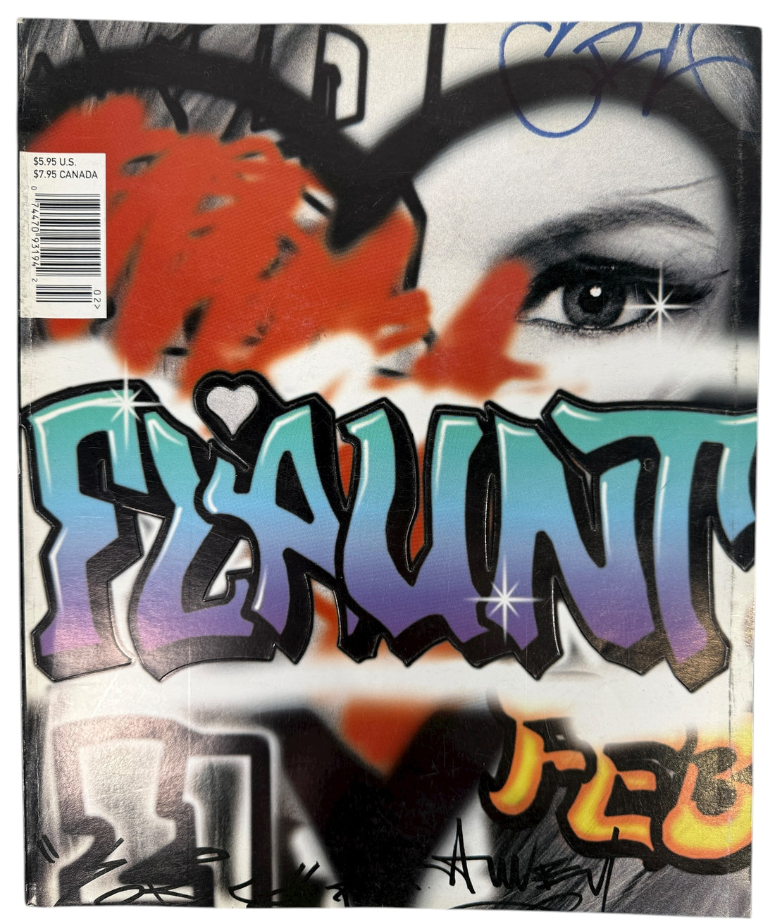 Flaunt Magazine February 2001 Issue 21 Kiss Me cover. Features Kerr Smith, Marcia Gay Harden, Flaming Lips, Andrew Keegan. Good+ collectibles.