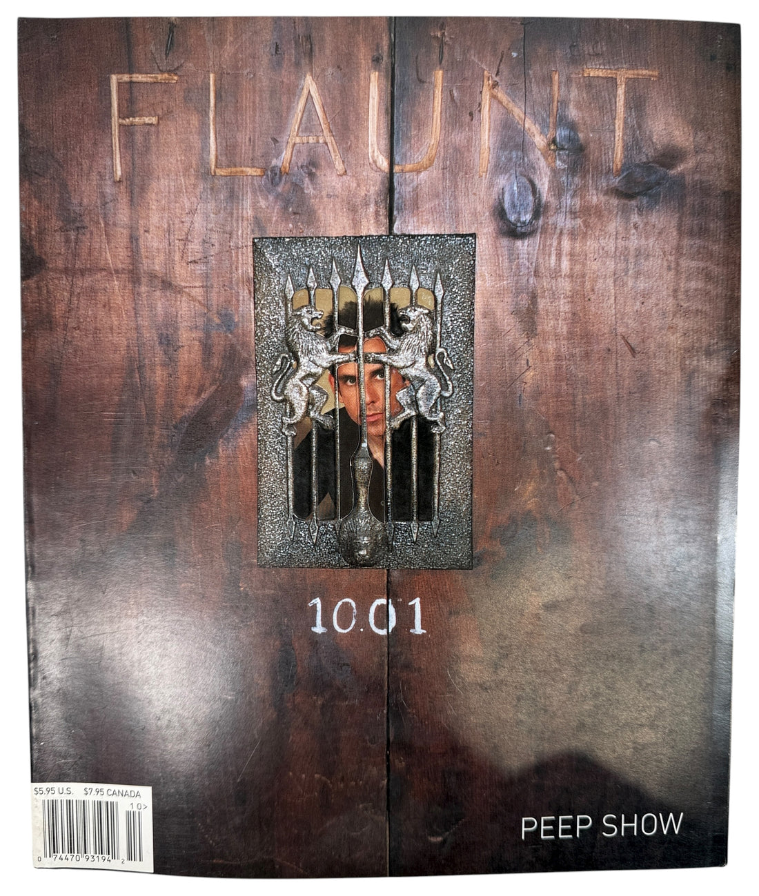 Vintage Flaunt Magazine Oct 2001 with Ben Stiller cover and Leonard Cohen feature. VG+ with original You Glow Ghoul insert. Collectible early 2000s issue.