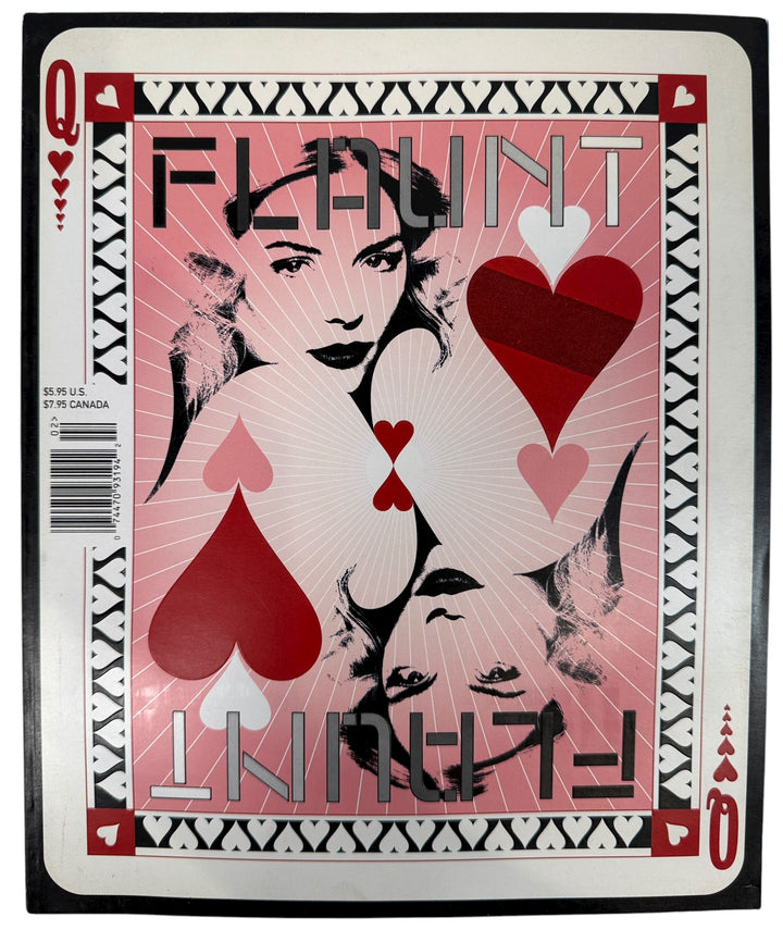 Flaunt Magazine February 2002 James King Men’s Issue. Bold Queen of Hearts cover, VG condition, culture and fashion features. Collectible early 2000s Flaunt.