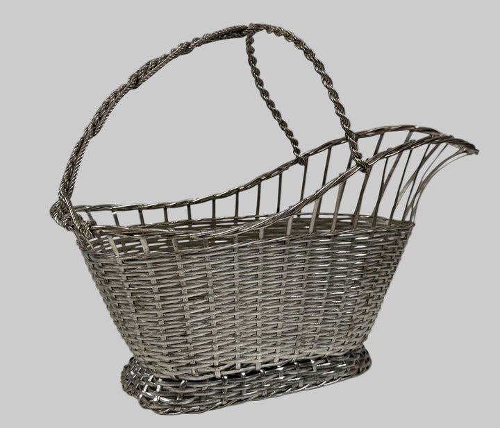 Vintage WA France Silver-Plated Wine Cradle – Hand-Woven