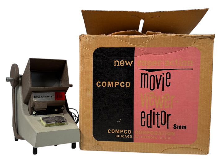 Vintage Compco 800-8M microfilm reader, fully working with lens and carrier. Durable industrial archival viewer. USA-made. Ships safely.