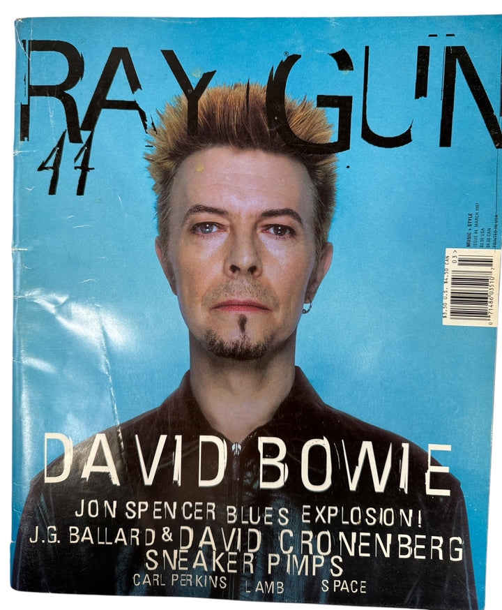 Ray Gun Issue 44 from March 1997 featuring David Bowie. Iconic 1990s music and design magazine with Ballard and Cronenberg. Vintage original.