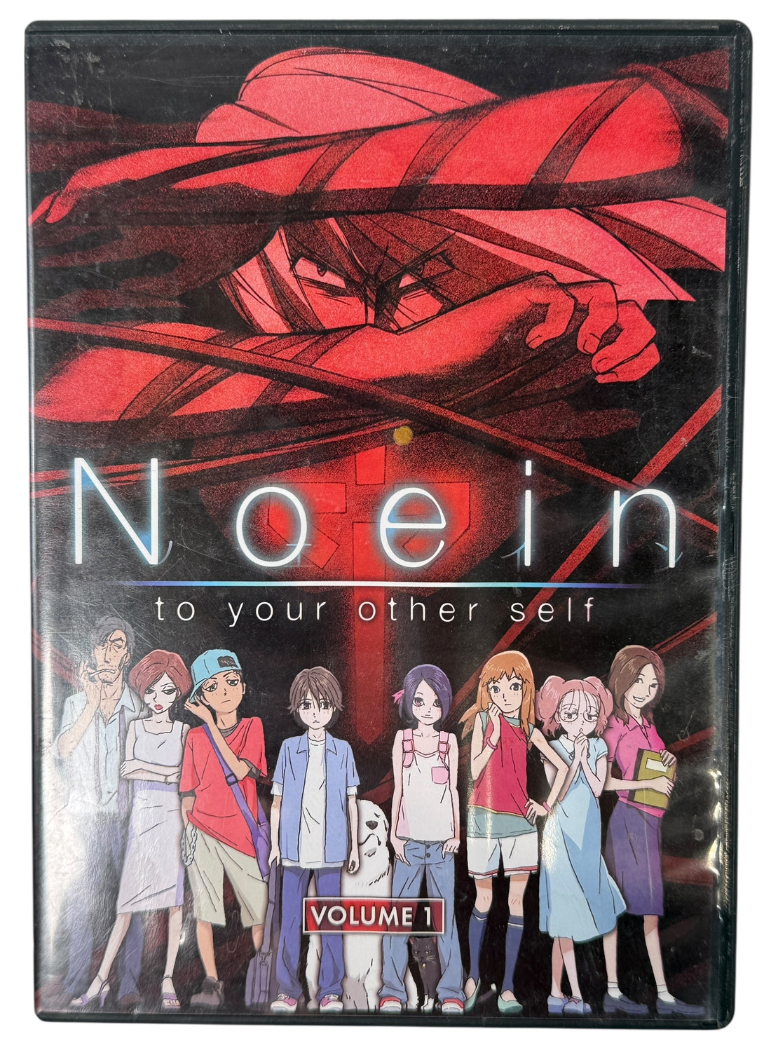 Vintage anime DVD Noein Volume 1 by Manga Entertainment. Episodes 1–5 with English subtitles. Original artwork, tested disc, classic 2000s sci-fi anime.