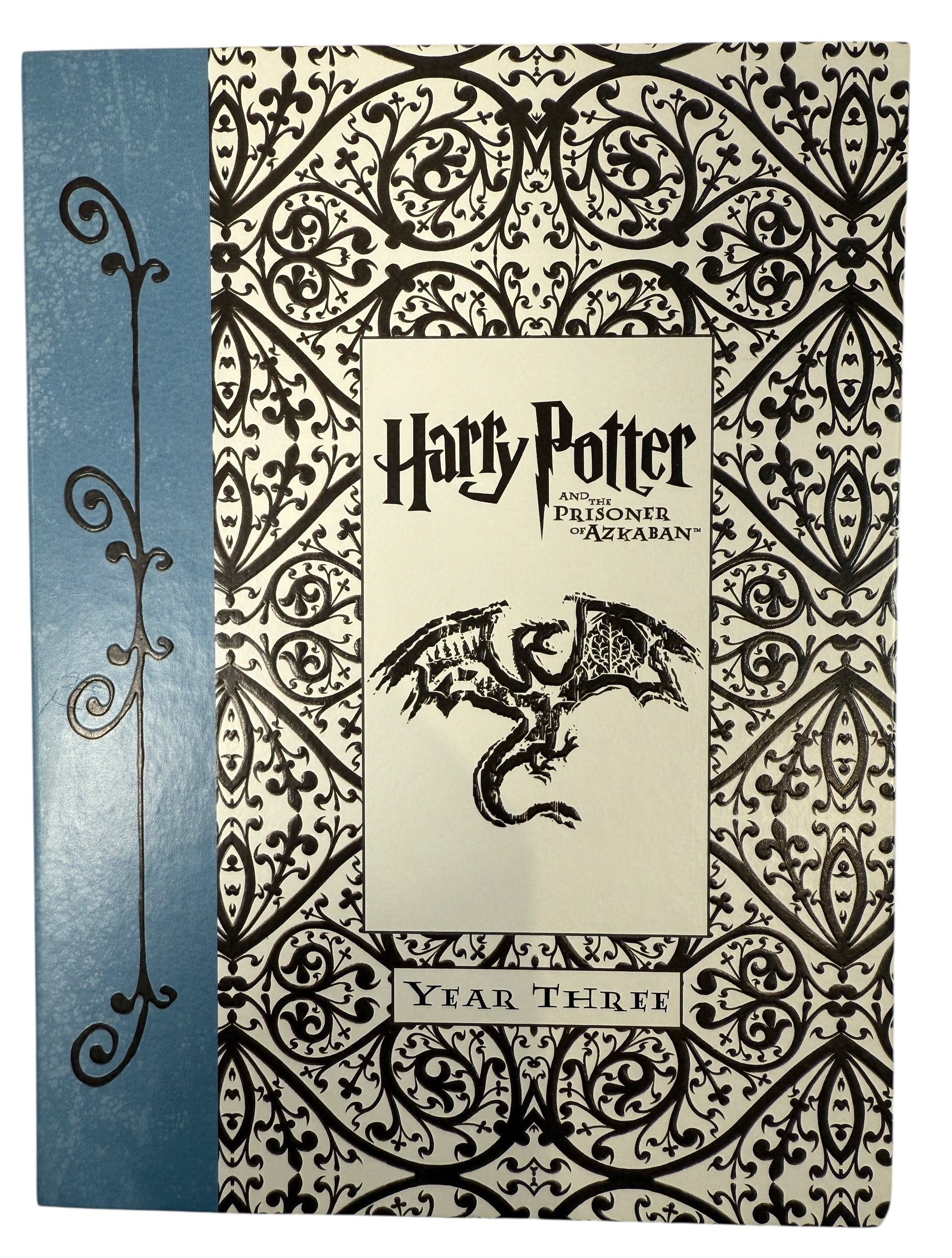 Book cover of 'Harry Potter and the Prisoner of Azkaban' Year Three with decorative patterns and dragon illustration.