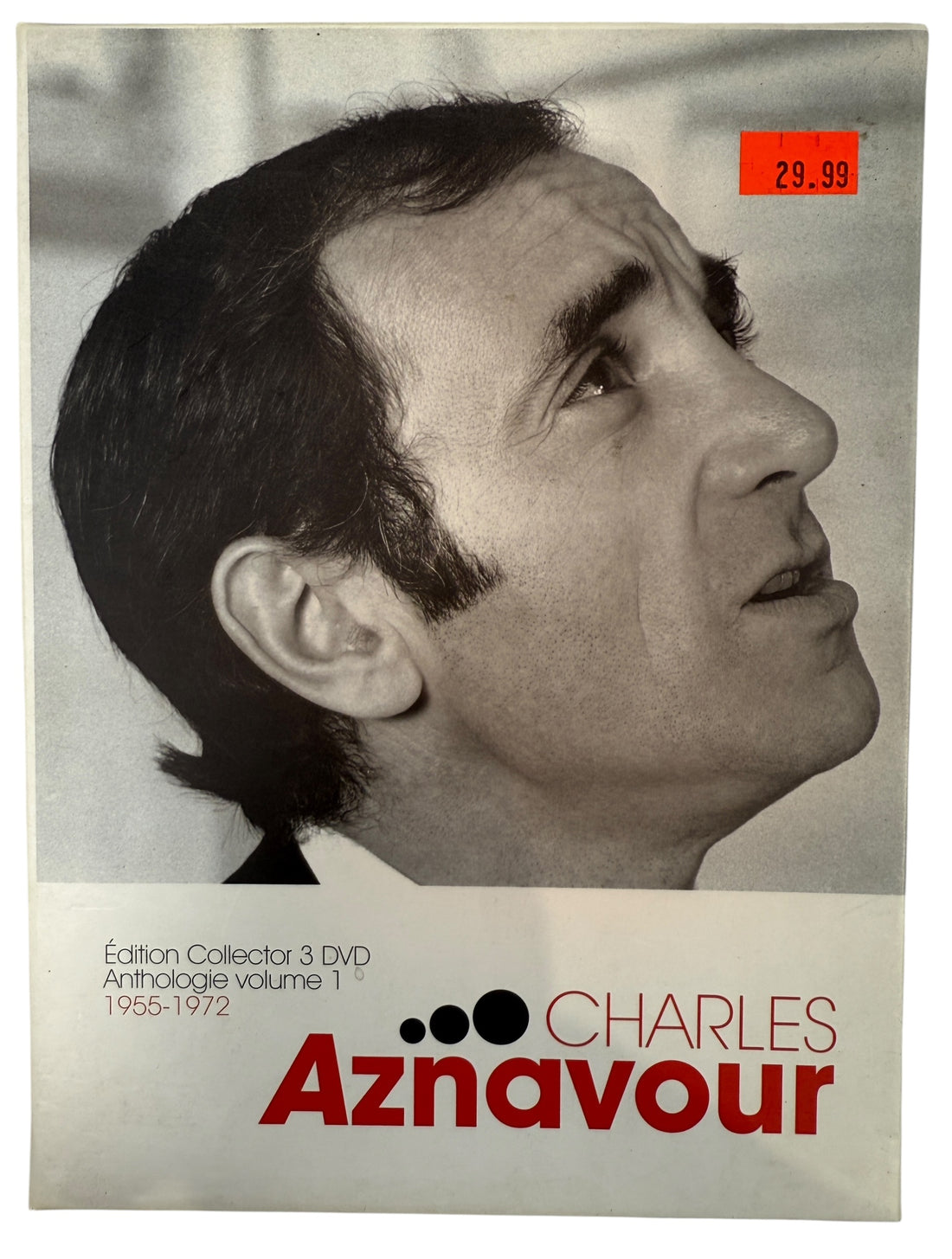 Rare 3-DVD Charles Aznavour anthology featuring 135 classic performances from 1955–1972. EMI France collector edition. Complete set.