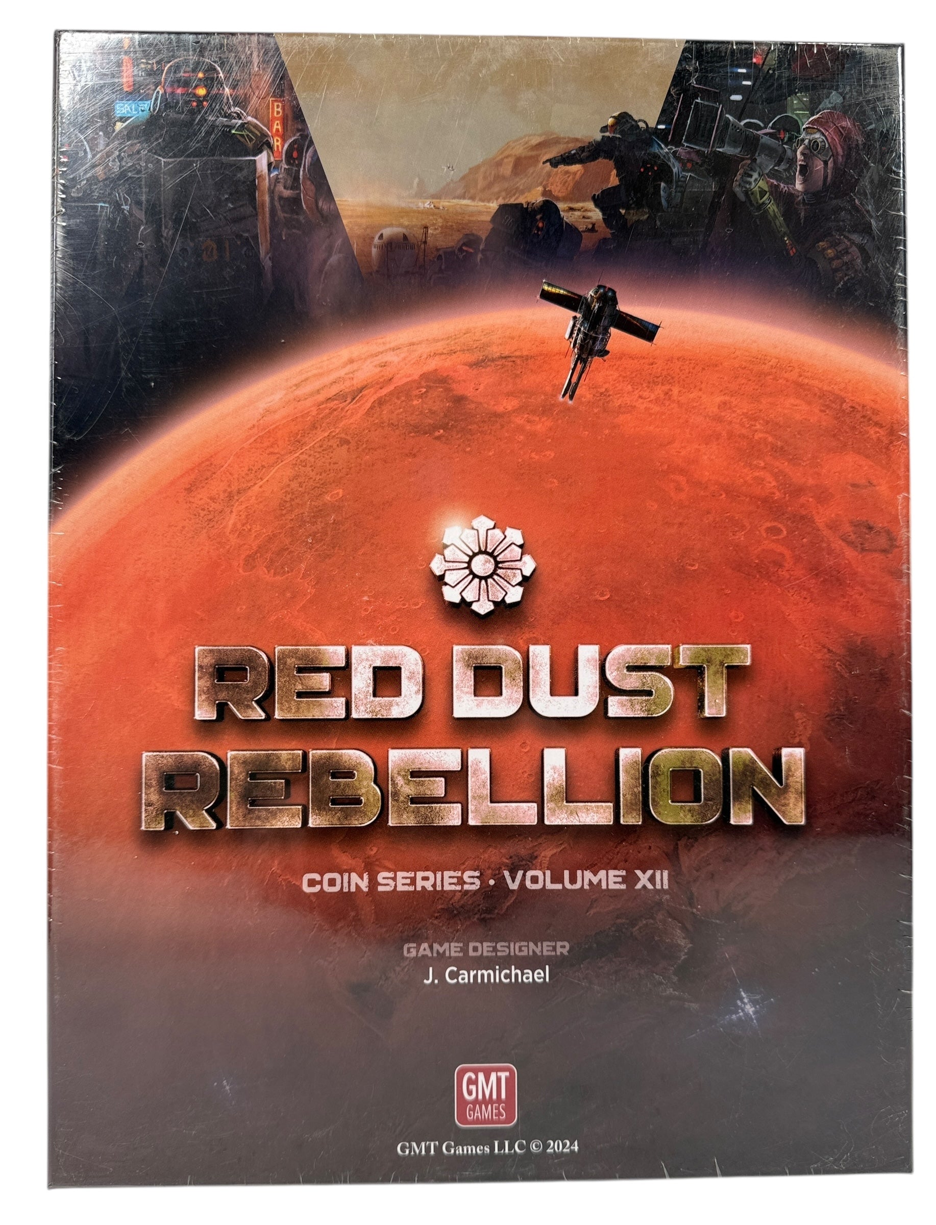 Sealed copy of Red Dust Rebellion, COIN Series Volume XII by GMT Games. Deep sci-fi strategy board game set on Mars. New in shrink.