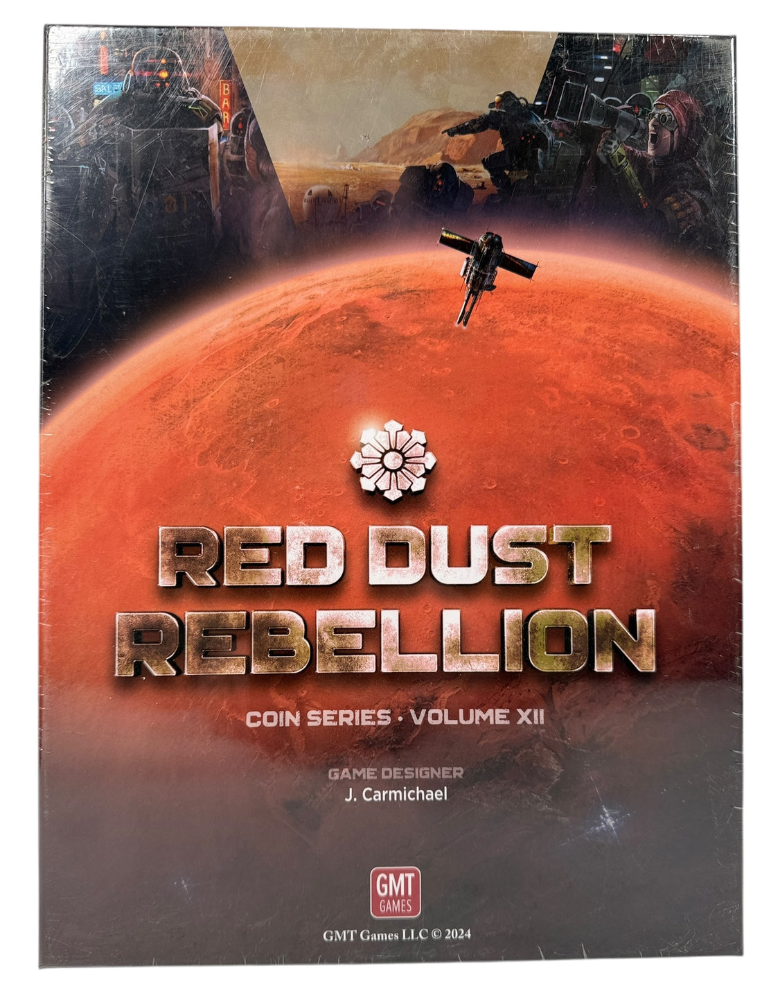 Sealed copy of Red Dust Rebellion, COIN Series Volume XII by GMT Games. Deep sci-fi strategy board game set on Mars. New in shrink.