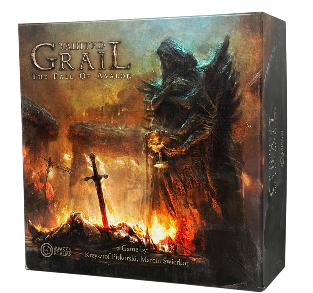 Story-rich fantasy board game Tainted Grail The Fall of Avalon. Complete core set with minis, cards, and journal. Epic campaign adventure.