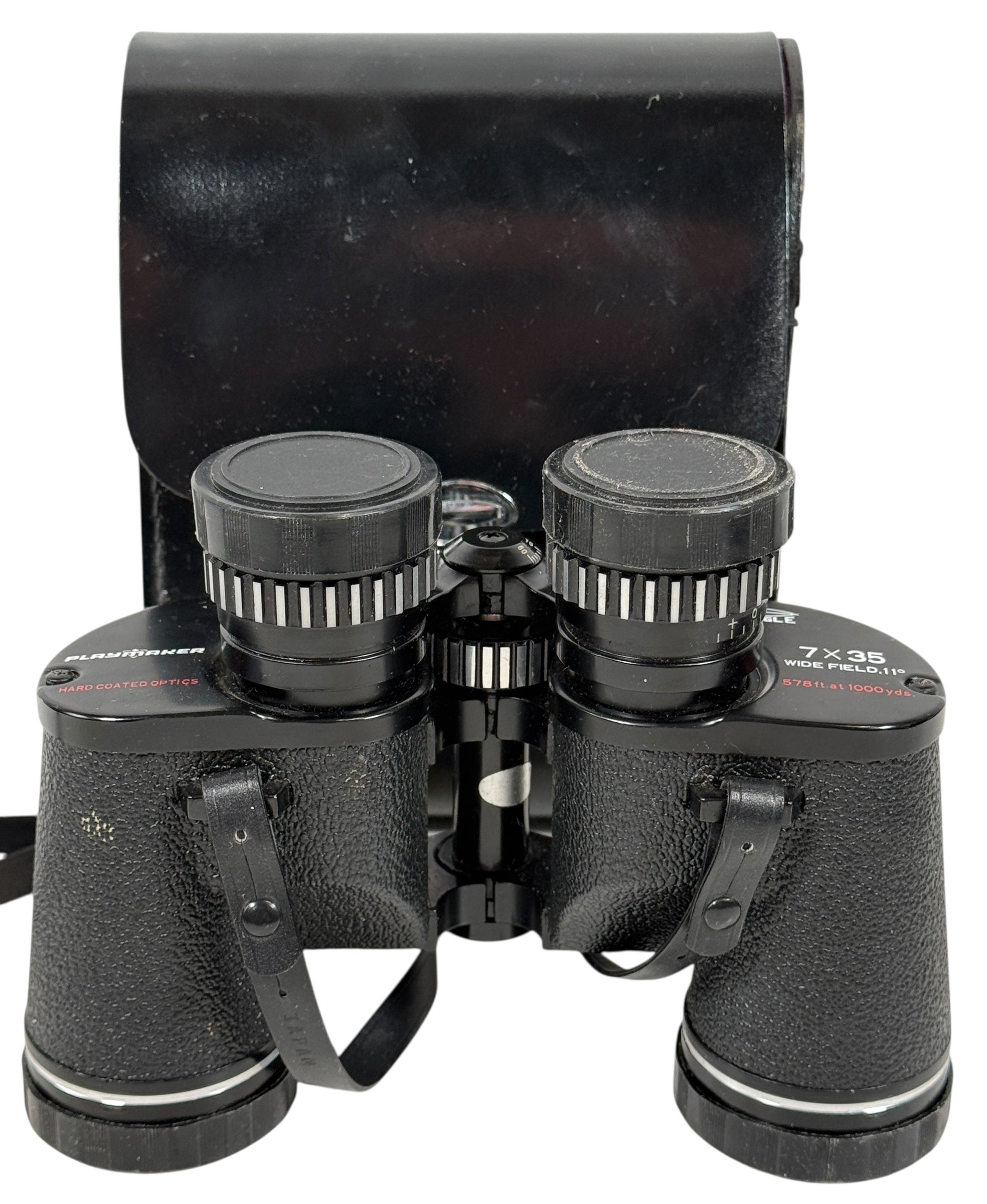 Vintage 7×35 wide-angle binoculars with case and caps. Clean optics, Japan made, 11-degree field. Ideal for birding, camping, cottage use. Complete and functional.