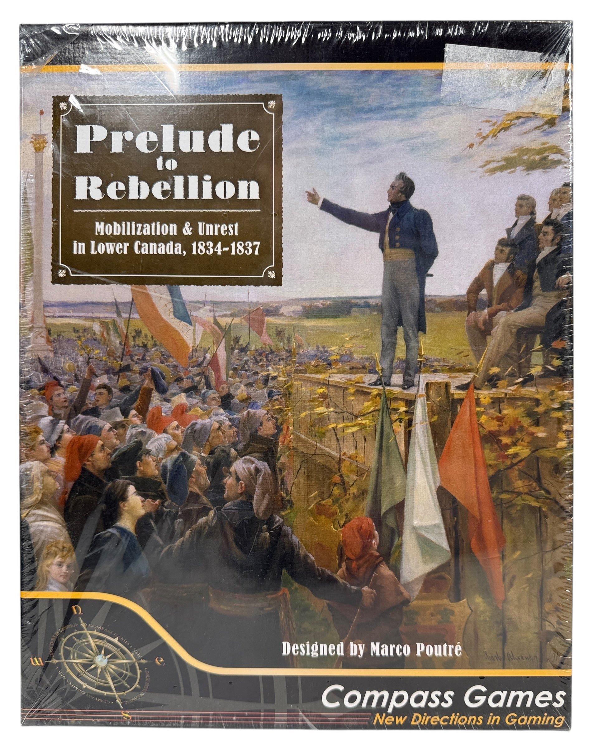 Sealed Prelude to Rebellion board game by Compass Games. Historical 2-player CDG on Lower Canada’s Patriote unrest. Collector condition. Ships from Montreal.