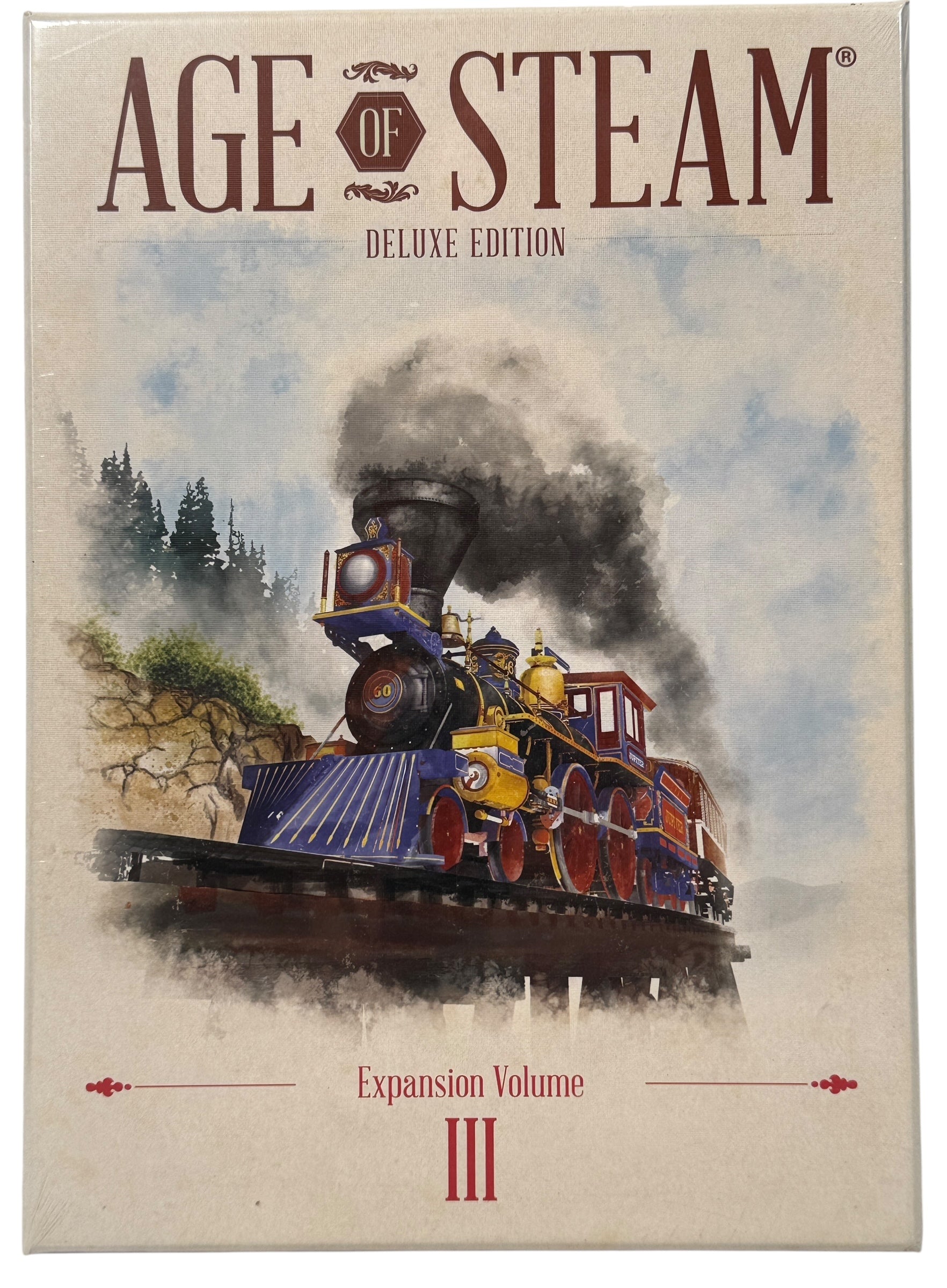 Sealed Age of Steam Deluxe Expansion Volume III with six rare maps. Low print run collectible expansion for train and economic board game fans. Base game required.