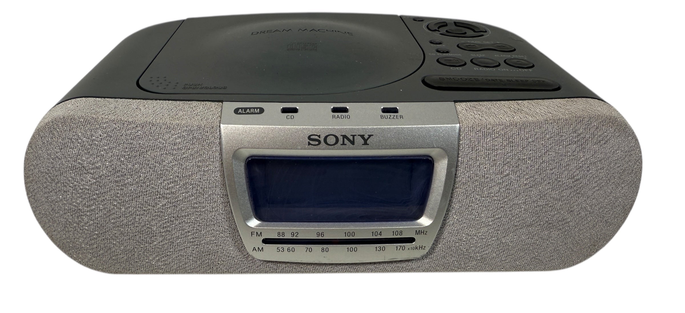Sony Dream Machine ICF-CD830 tested CD clock radio with AM/FM, dual alarm and bright display. Reliable bedside unit in clean working condition, ships fast.