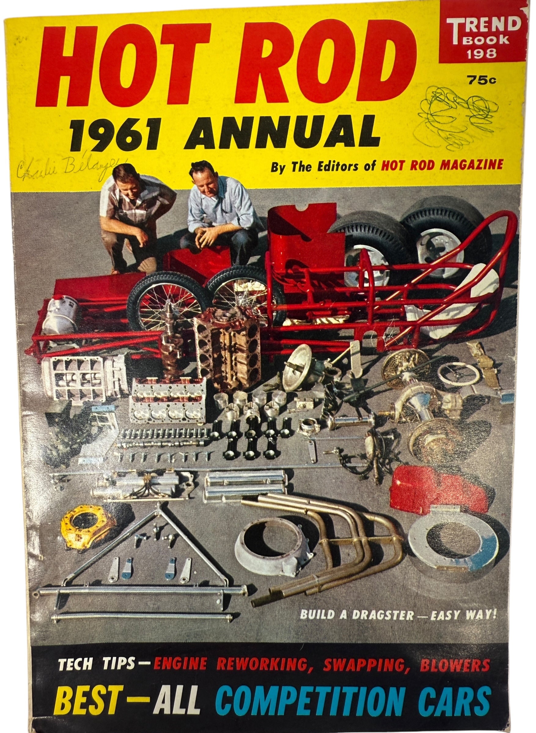 Vintage 1961 Hot Rod Annual Trend Book 198 with drag racing tech, engine tips, and competition car features. Collectible for hot rod and automotive culture fans.