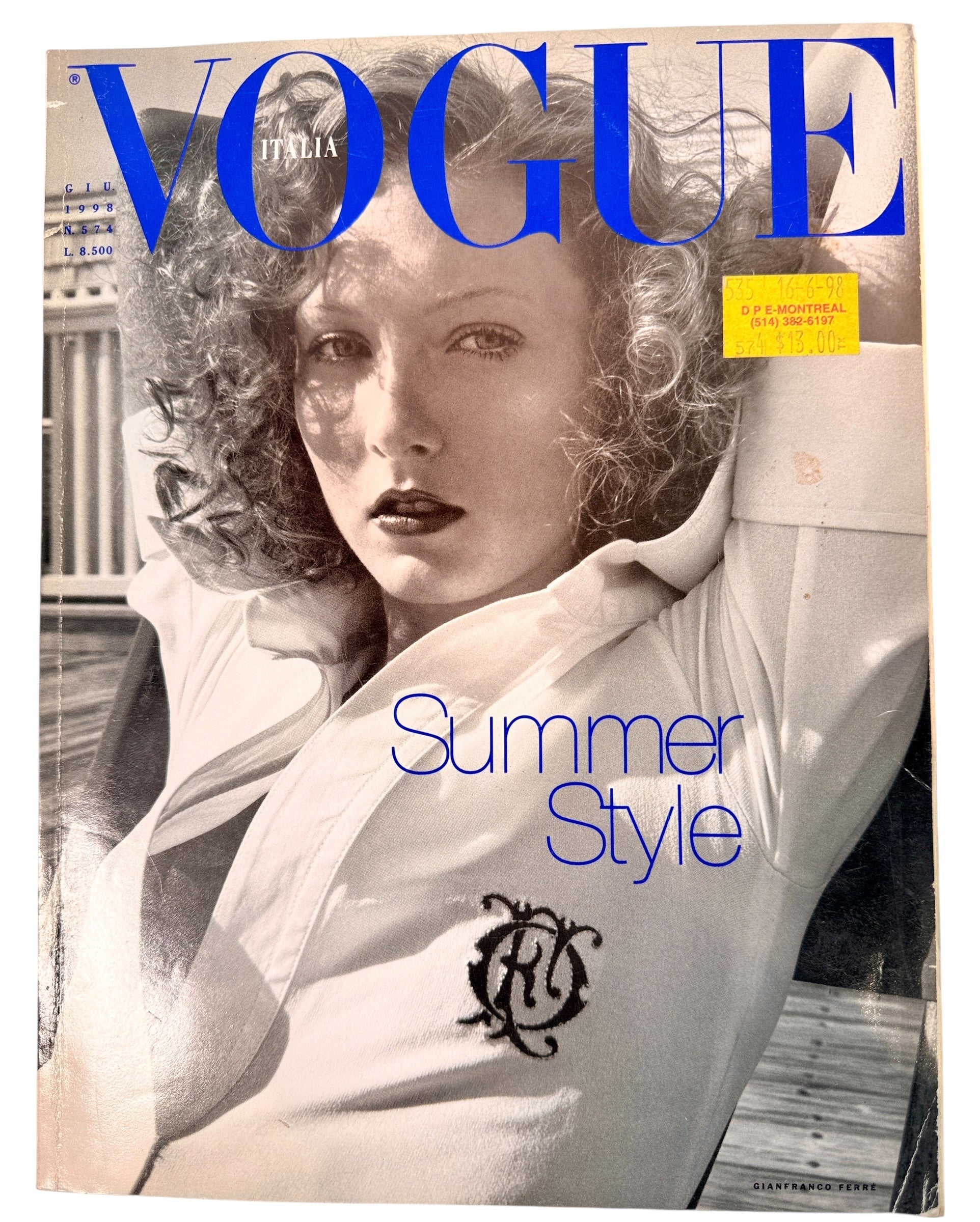 Vogue Italia June 1998 Summer Style issue with Meisel, Roversi and key 90s editorials. Collectible archive fashion magazine in VG condition. Italy. Stylish and rare.