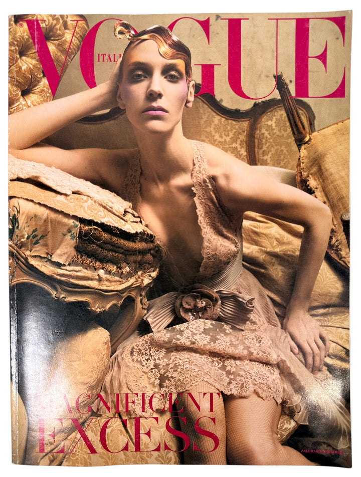 Vogue Italia Unique March 2001 supplement featuring Magnificent Excess with Steven Meisel and Franca Sozzani era editorials. Collectible fashion issue.