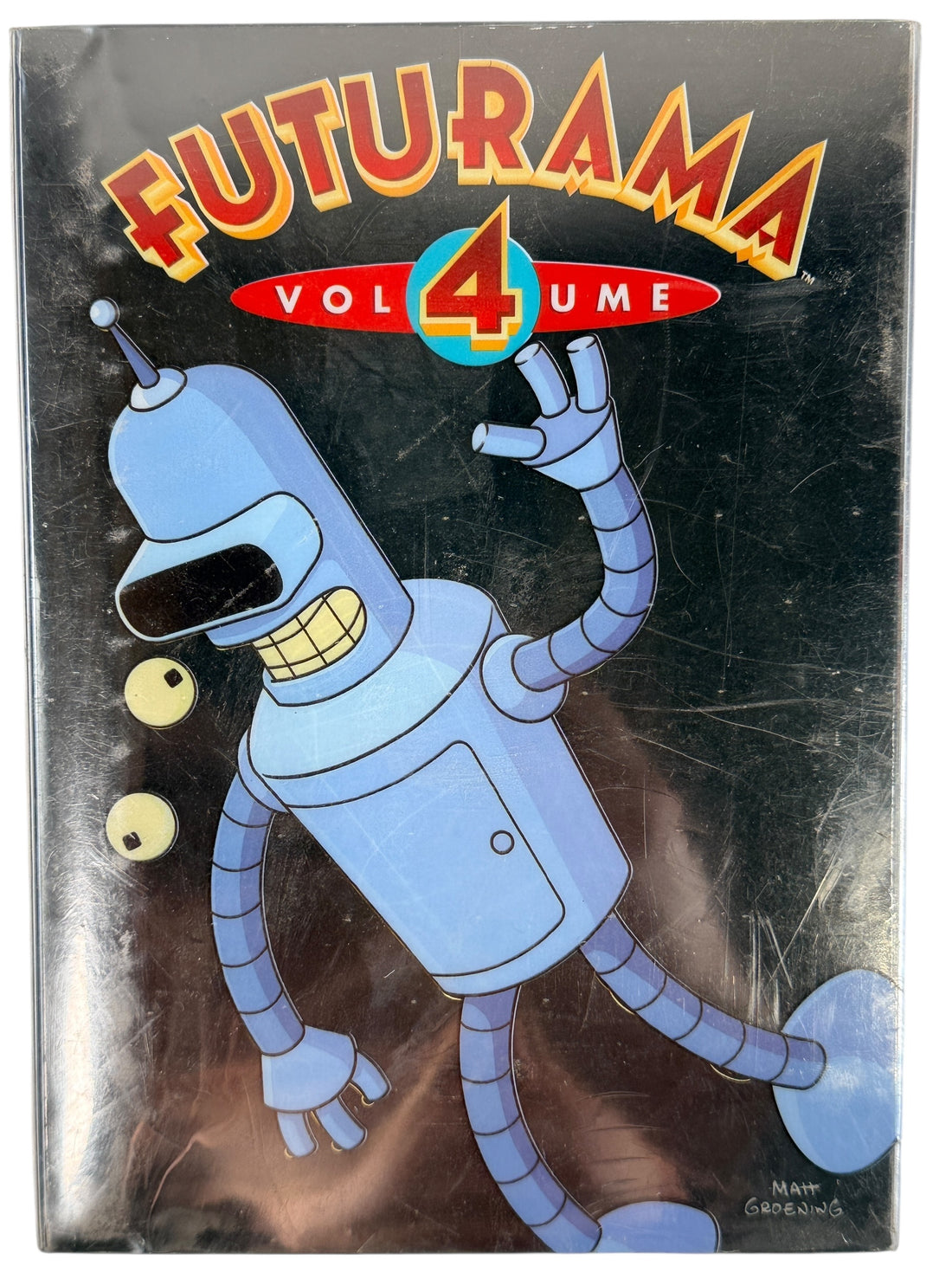 Sealed Futurama Volume 4 4-disc DVD with commentary, deleted scenes and extras. Region 1 NTSC 2002-2003 episodes. Collectible animation media sealed.