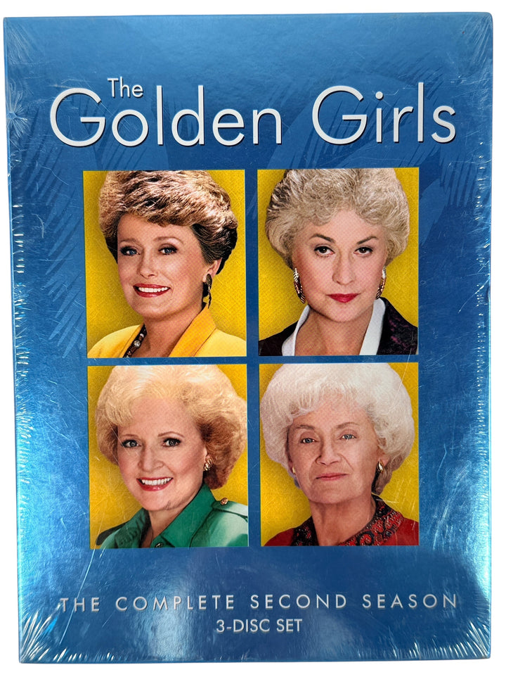 Sealed Golden Girls Season 2 DVD set. 2005 NTSC 3-disc release from Buena Vista/Touchstone. Collectible sealed sitcom media with strong nostalgia demand.
