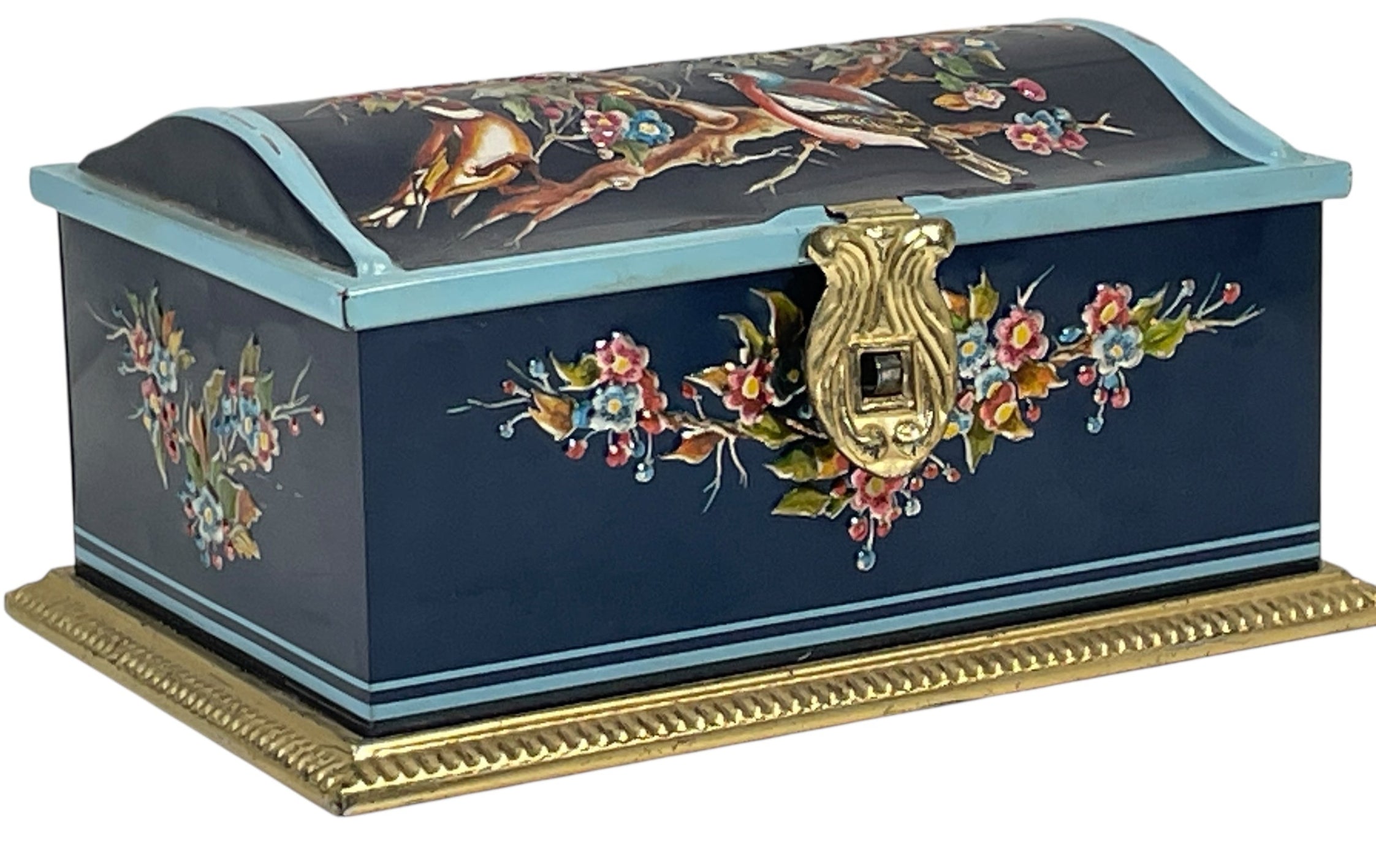 Vintage Linette Enamel Jewelry Box – Birds & Blossoms – West Germany